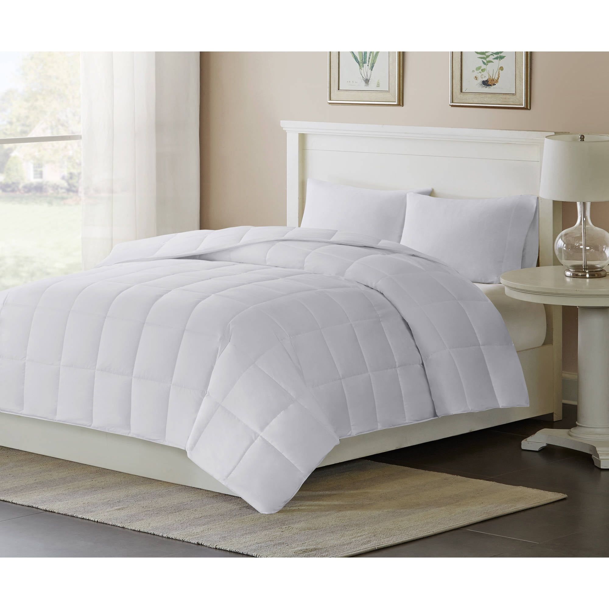 Twin White Cotton Down Bedspread with 300 Thread Count