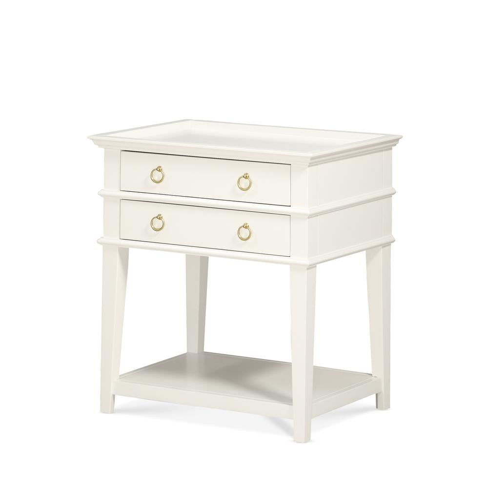 Clara Traditional White Wood Nightstand with Brushed Gold Hardware