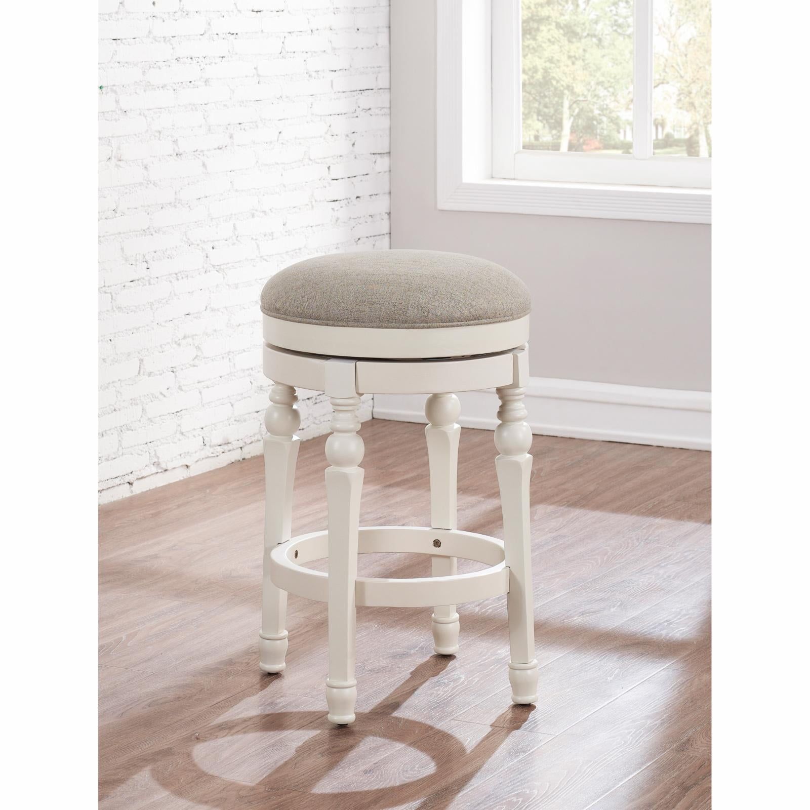 Colebrook Traditional White Birch Wood Adjustable Swivel Counter Stool