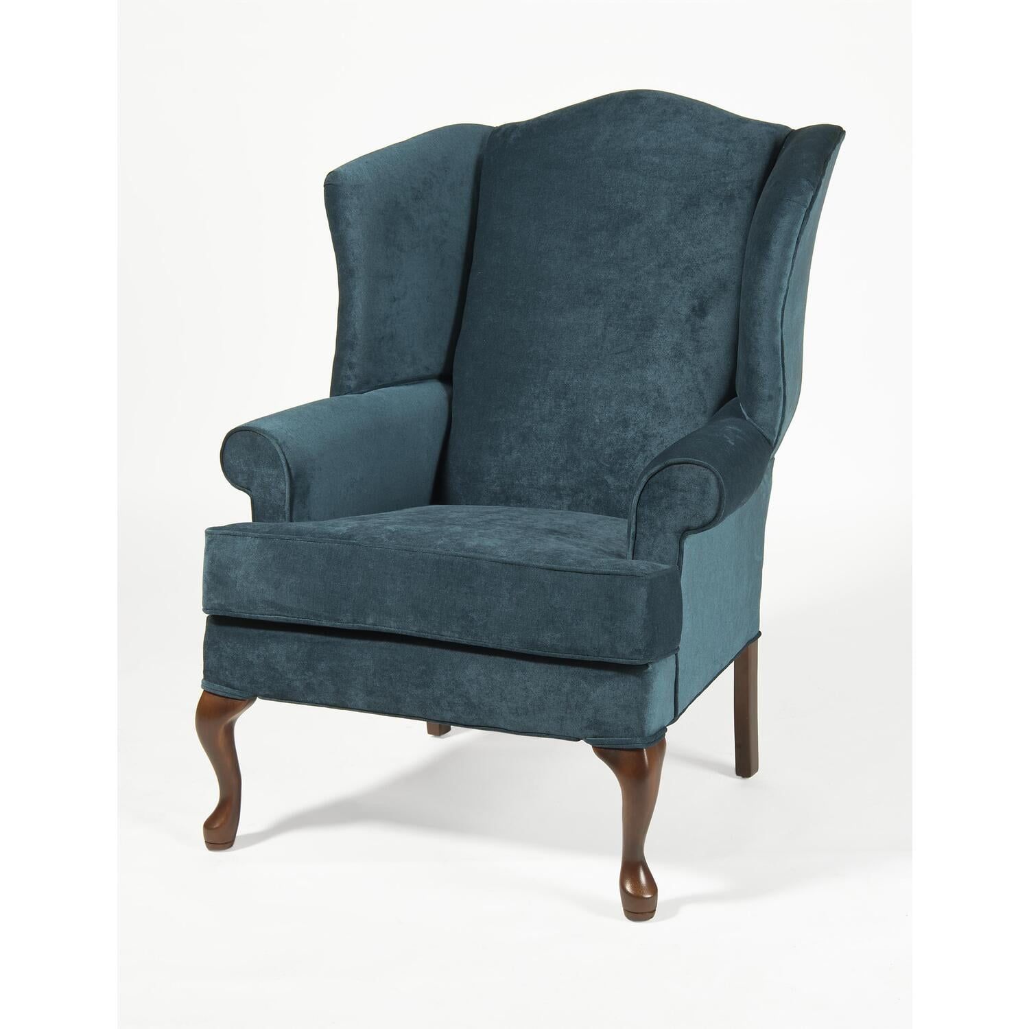 Elizabeth Ocean Blue Velvet-Feel Microfiber Wingback Chair