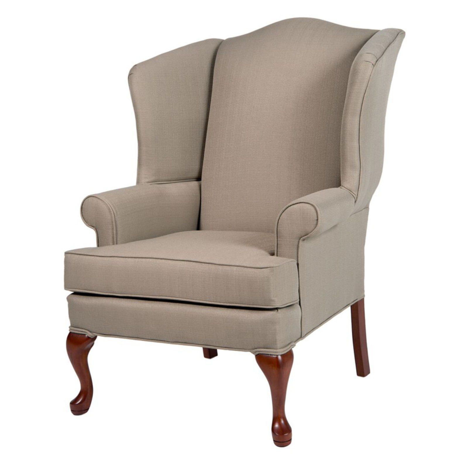 Handcrafted Beige Linen-Textured Traditional Wingback Chair