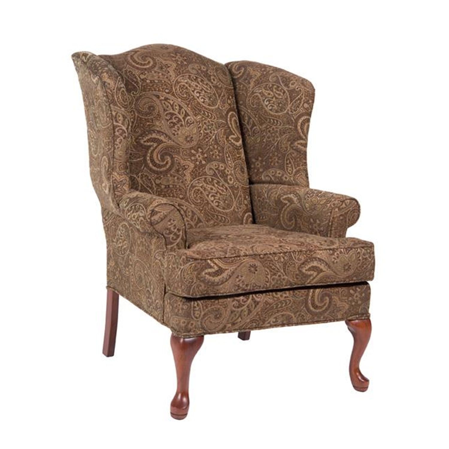 Traditional Coco Brown Chenille Wingback Handcrafted Accent Chair