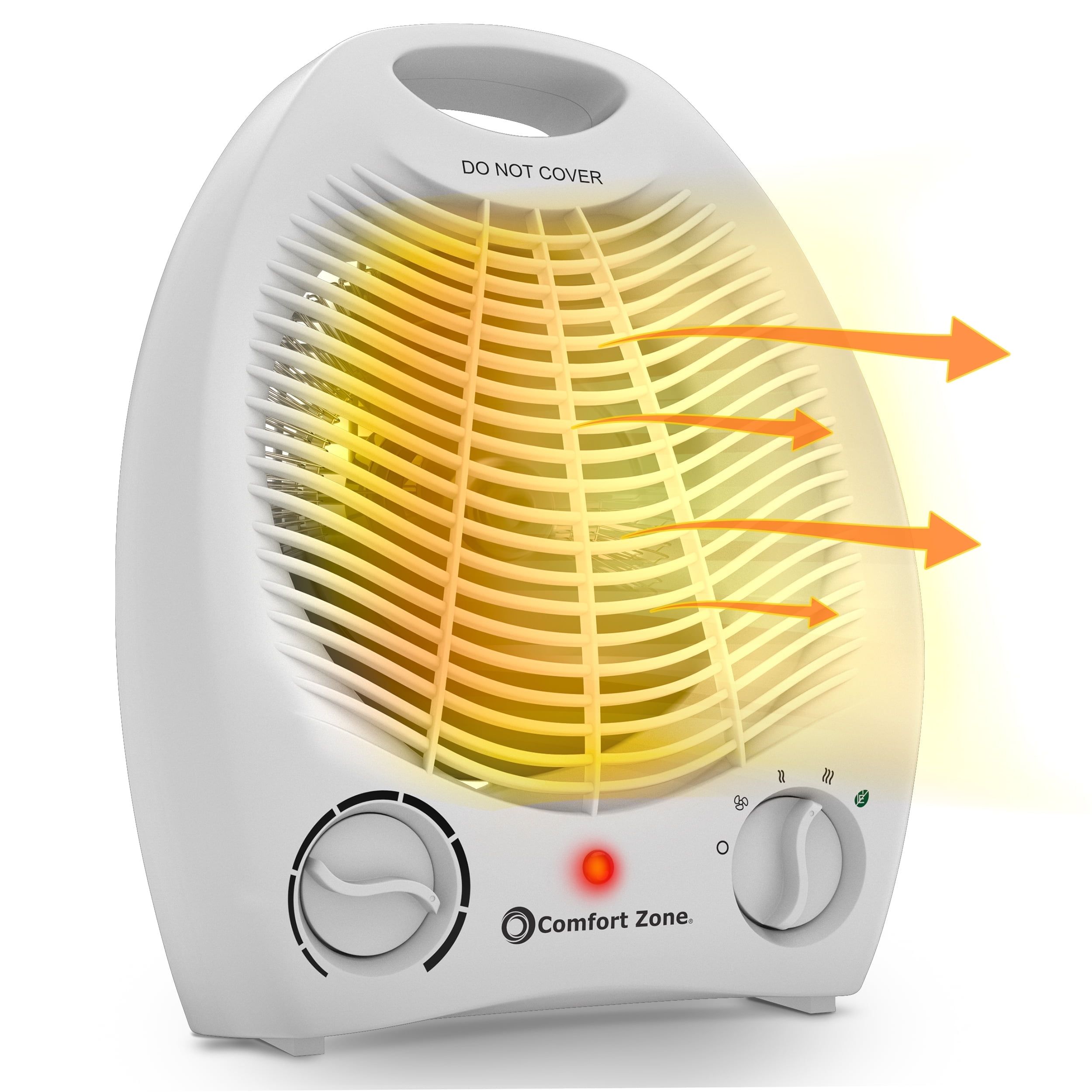 White Compact Electric Portable Heater with Thermostat and Safety Features