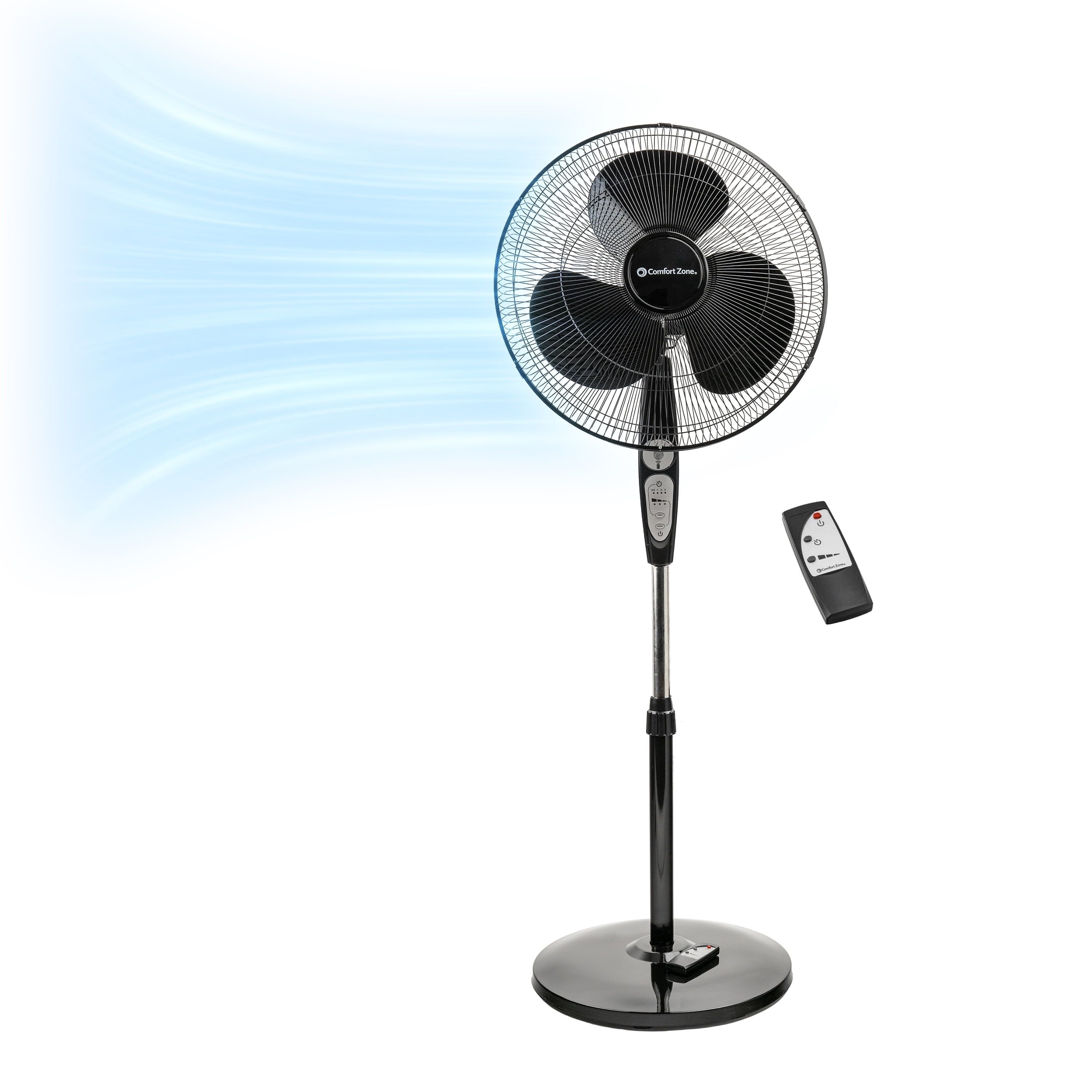 Black 18-Inch Oscillating Pedestal Fan with Remote Control