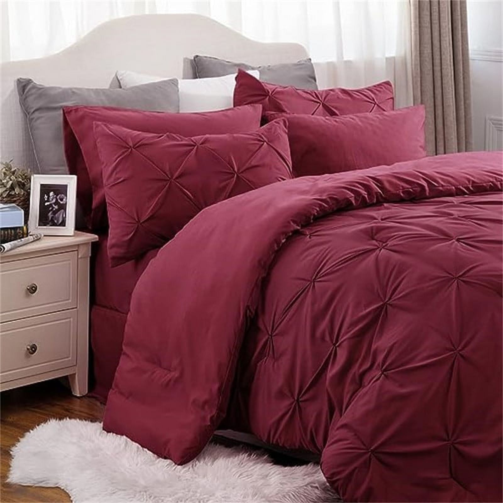 Comforter Set Burgundy - Twin - 5 Piece