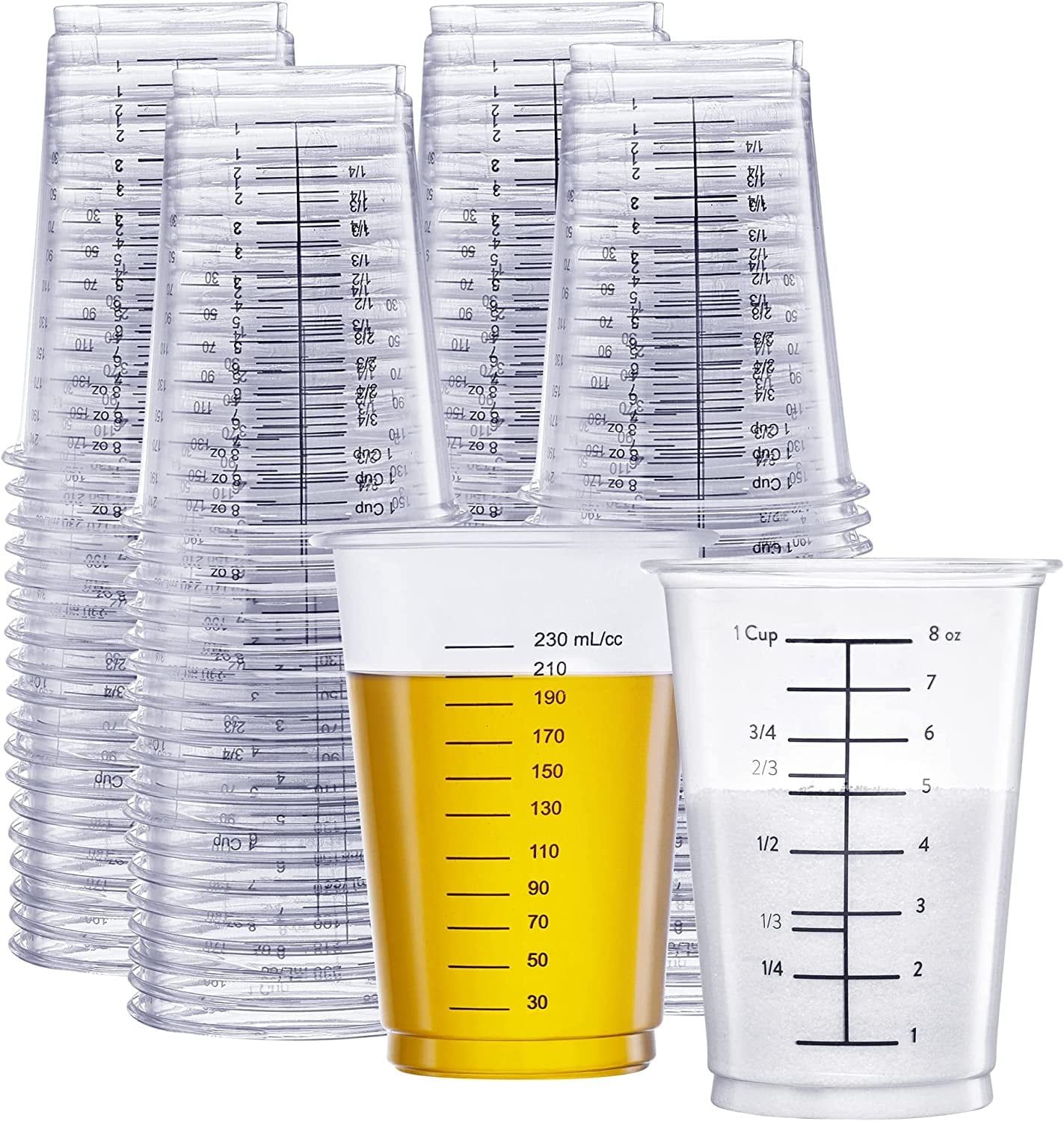 Clear 10 oz Disposable Plastic Measuring Cups with Markings