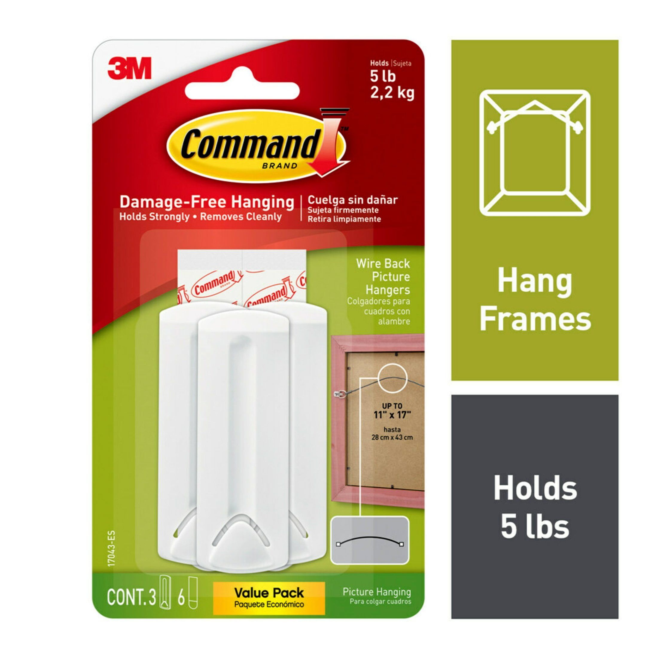 Large White Plastic Wire-Backed Picture Hangers