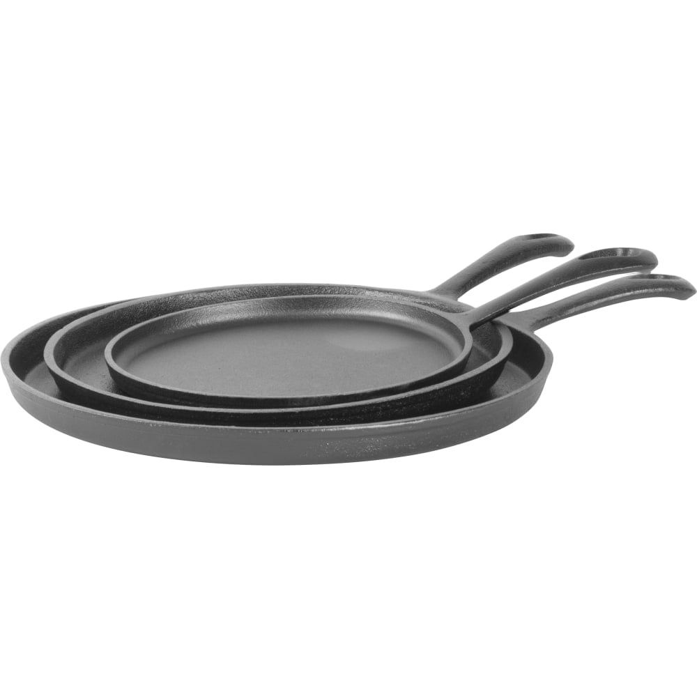 Pre-Seasoned Black Cast Iron 3-Piece Griddle Set