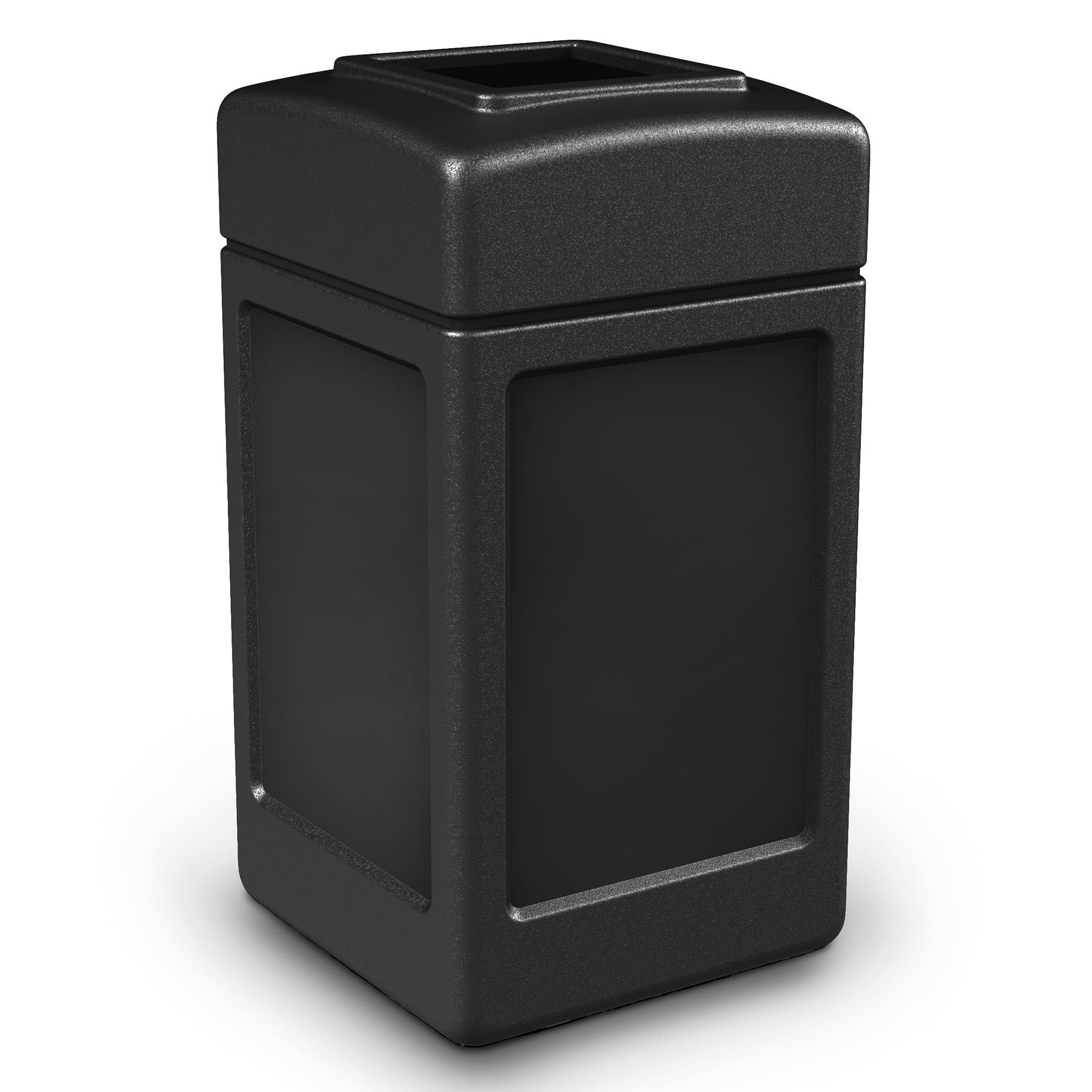 Black 42-Gallon Touchless Commercial Plastic Trash Can with Ashtray