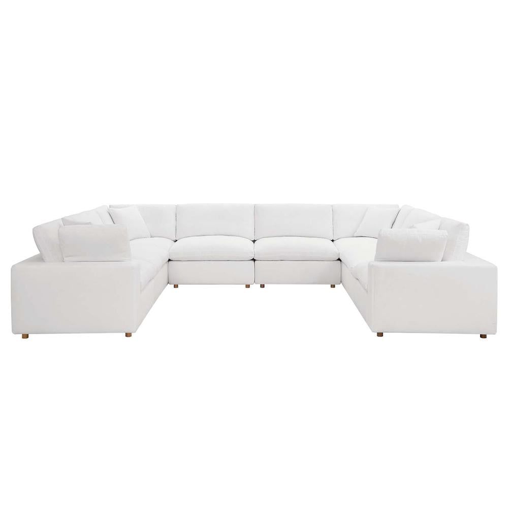 Pure White Linen 8-Piece Sectional Sofa with Down Fill Cushions