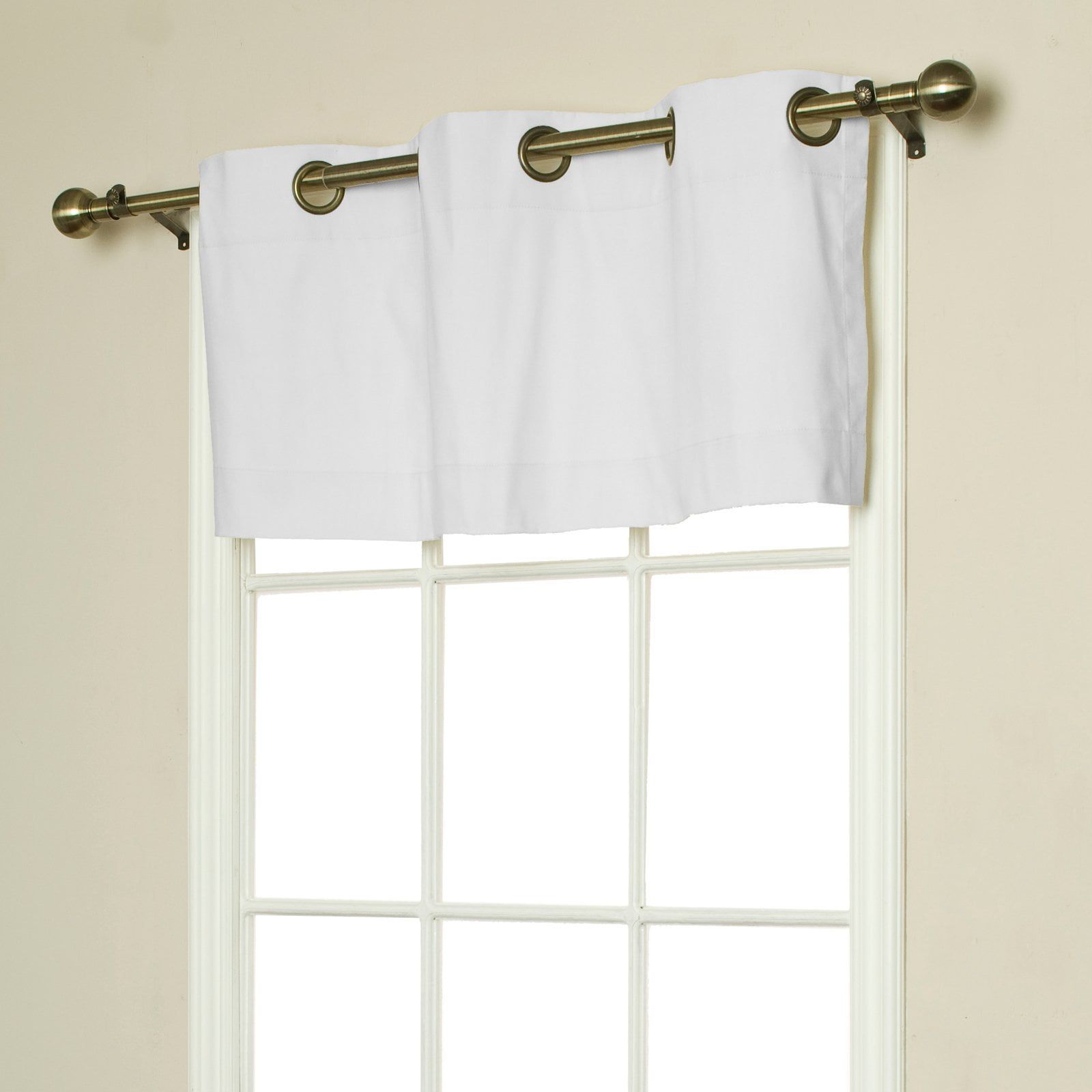 White Cotton Grommet Top Sill Length Valance