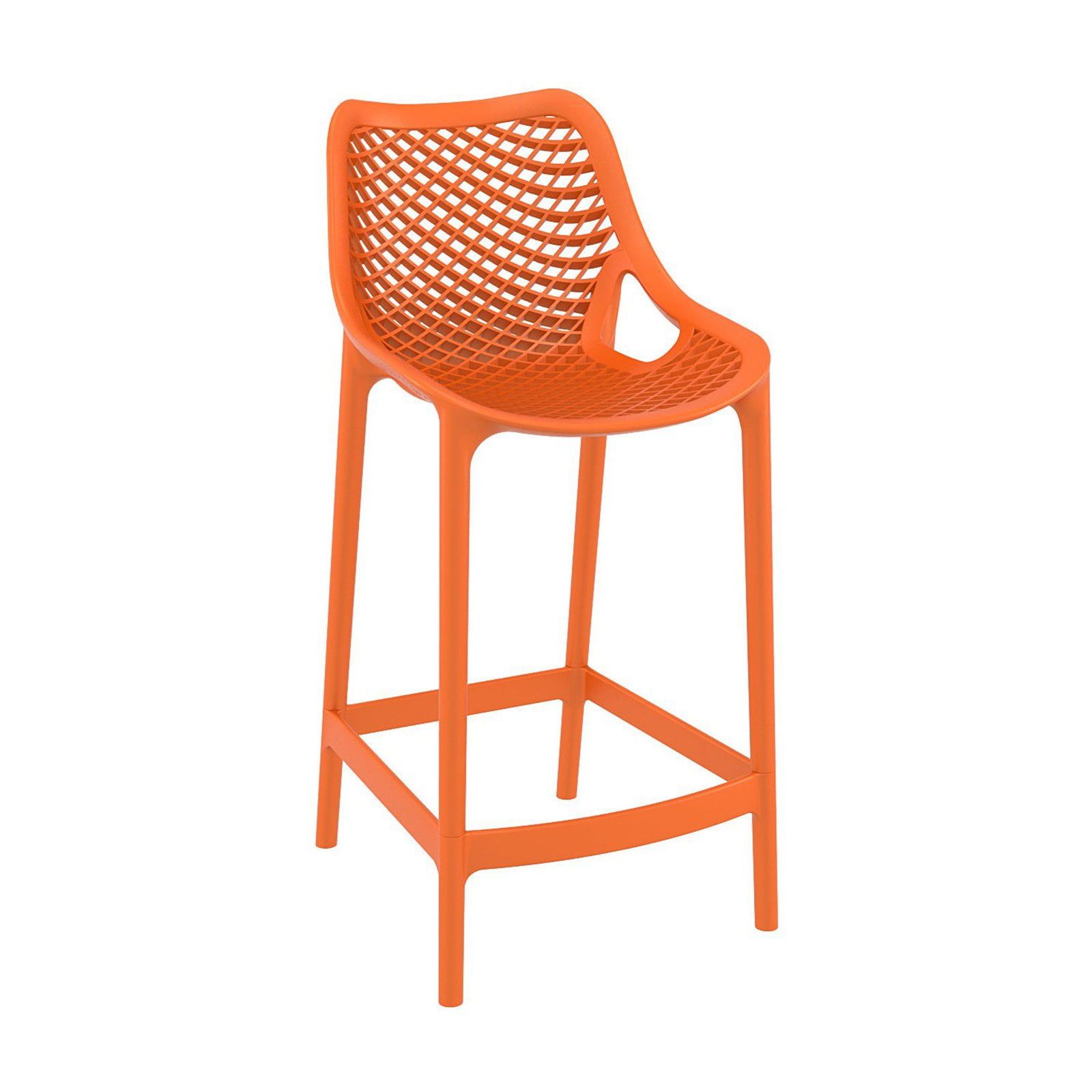 Modern Orange Polypropylene Stackable Counter Stool