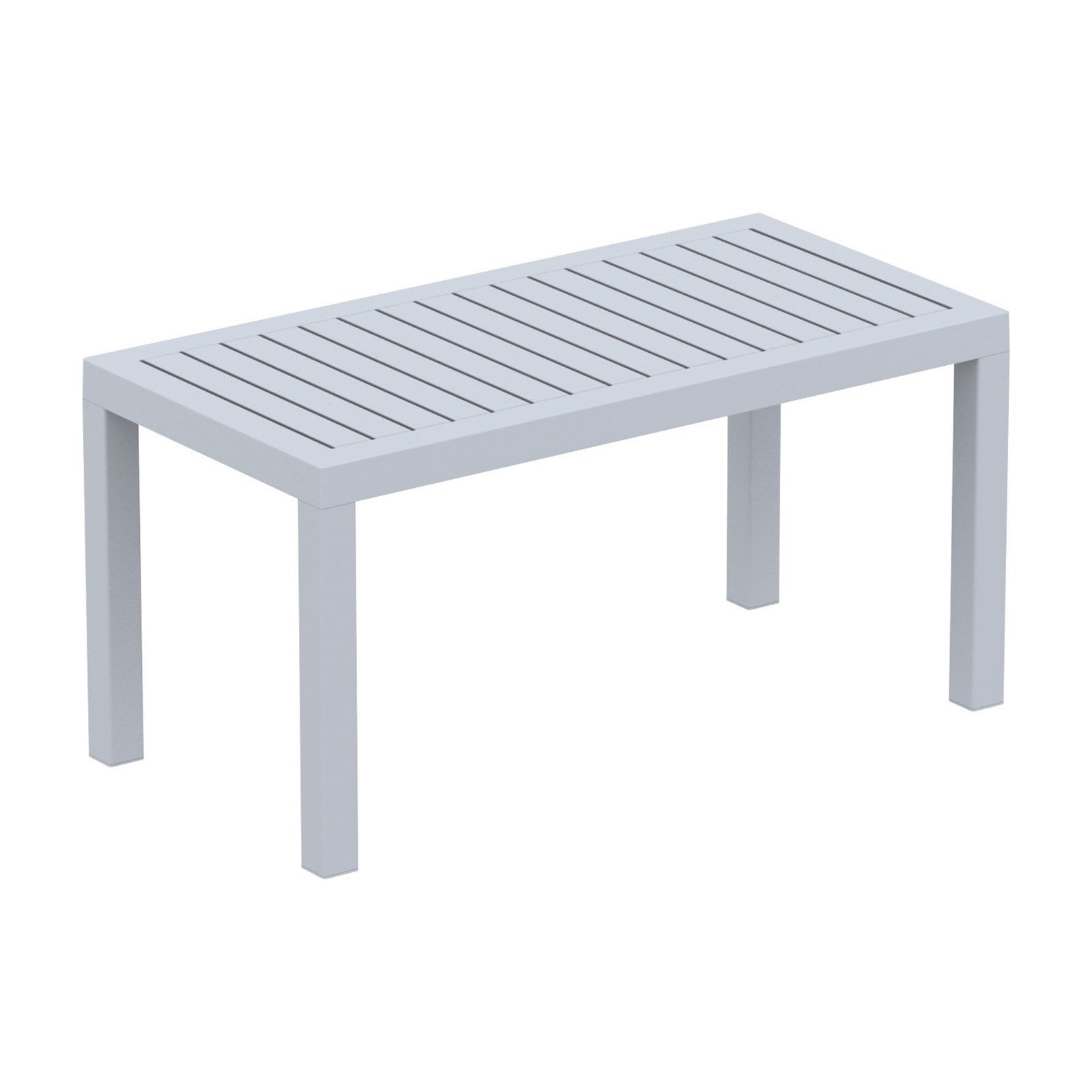 Ocean Breeze Silver Gray Polypropylene Rectangle Coffee Table