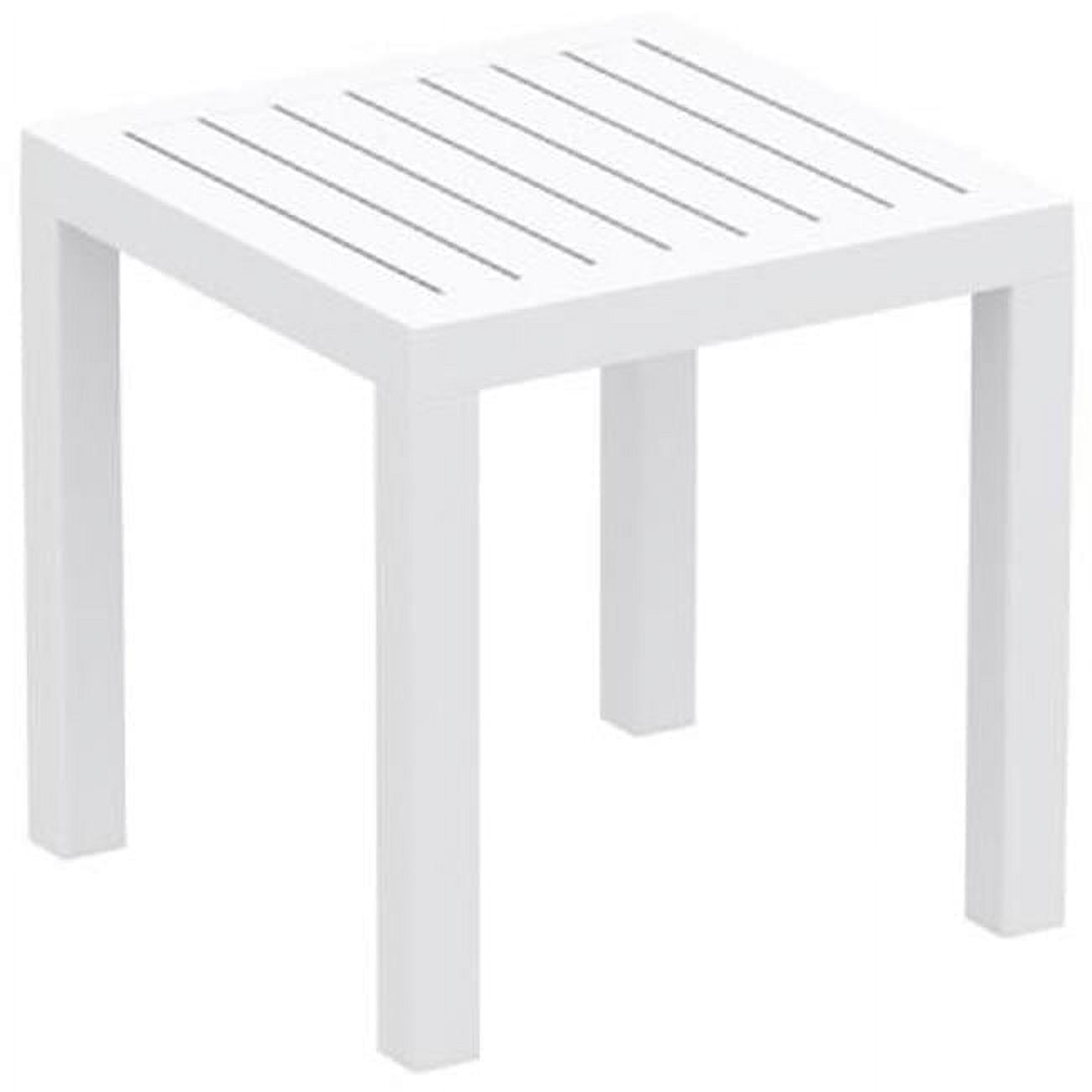 White Square Resin Patio Side Table