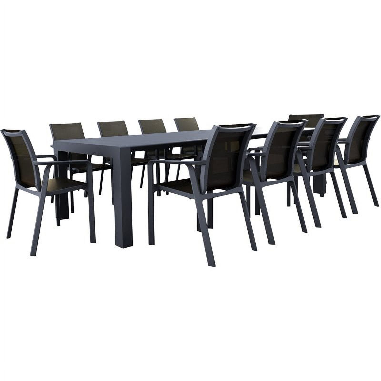 Sleek Pacific 11-Piece Dark Gray & Black Sling Dining Set