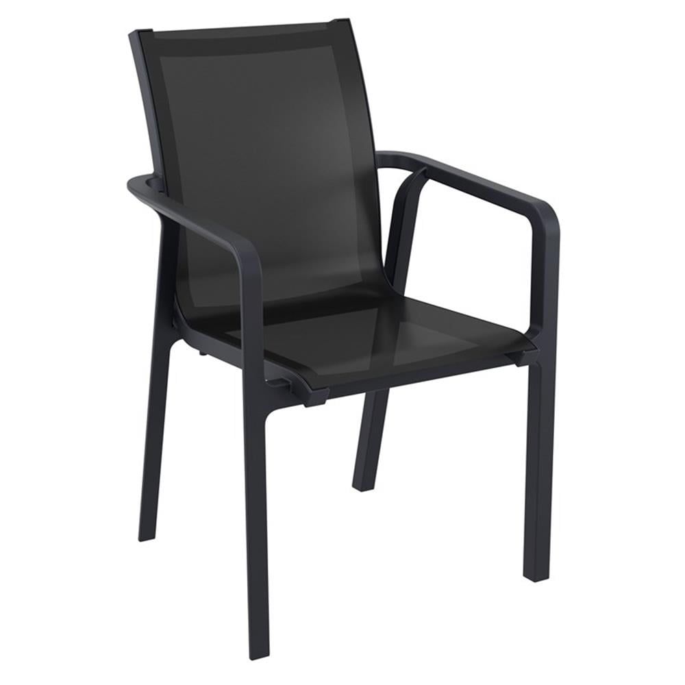 Pacific Sling Black Arm Chair with Serge Ferrari Mesh