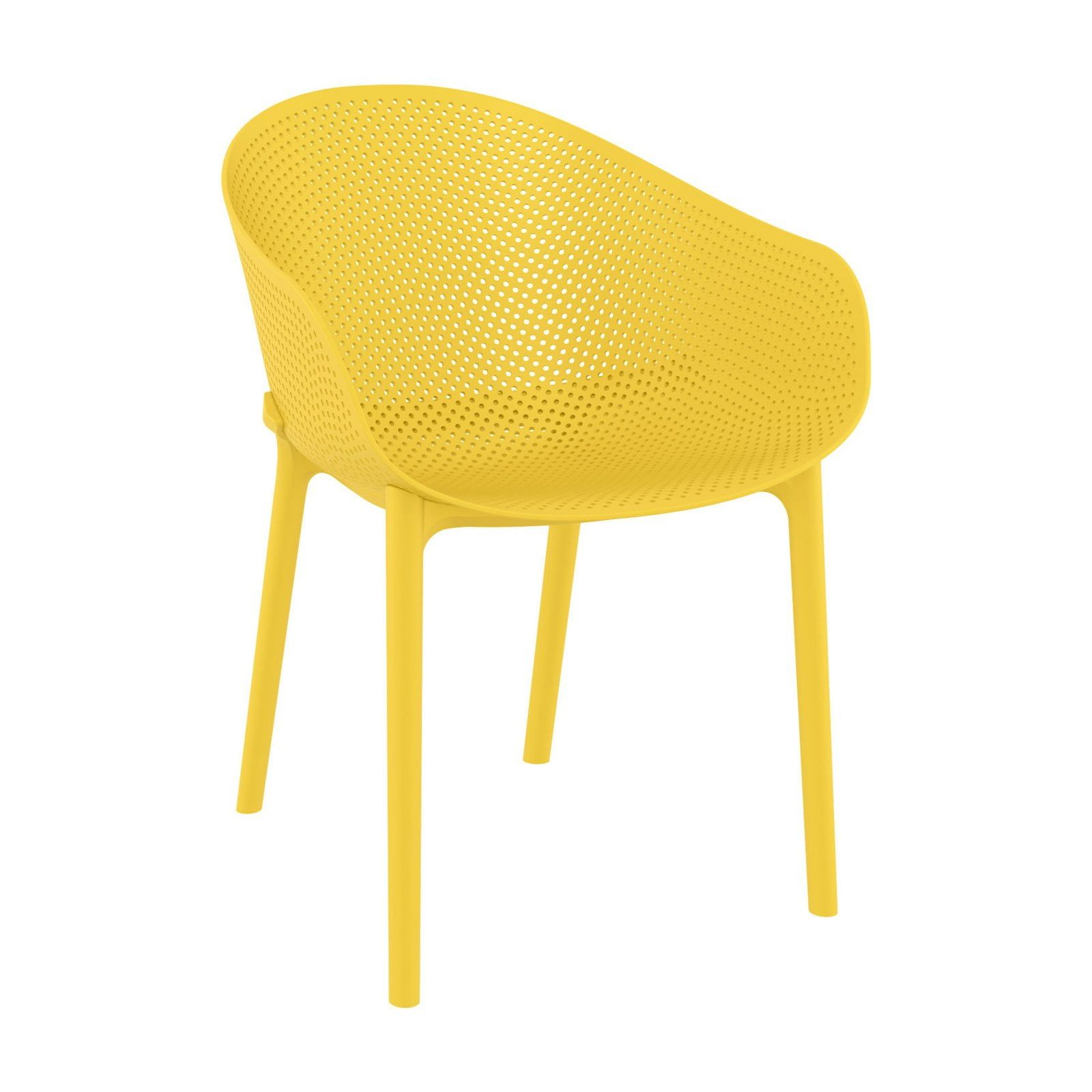 Yellow Resin Outdoor Dining Arm Chair