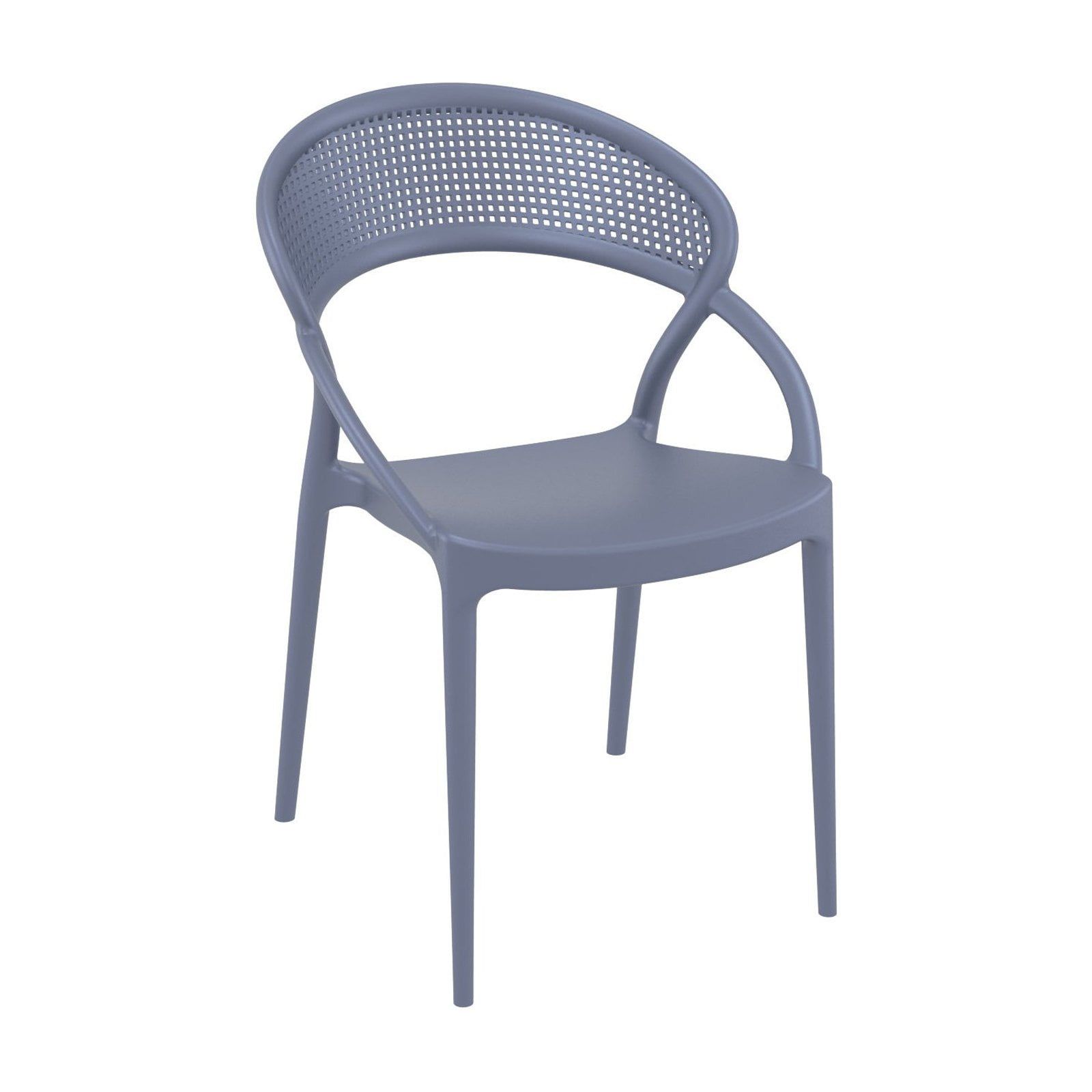 Elegant Marine Grade Resin Outdoor Dining Chair in Dark Gray