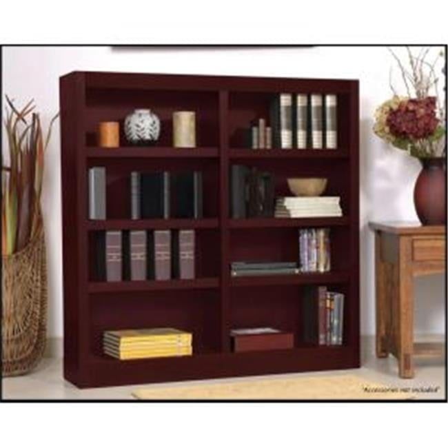 Cherry Finish Double Wide Adjustable Wood Bookcase