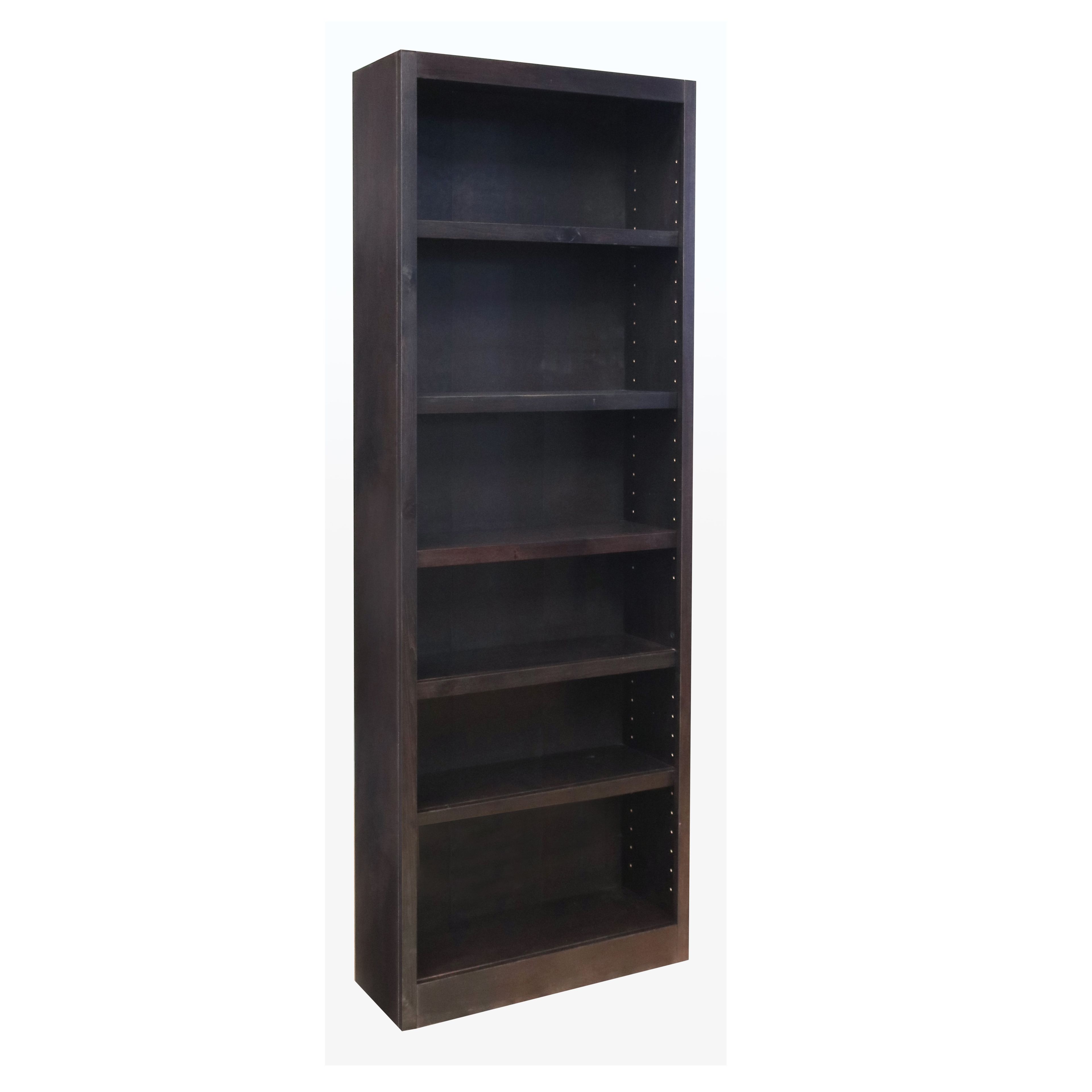 Espresso 84" Tall Adjustable Wood Bookcase with 6 Shelves