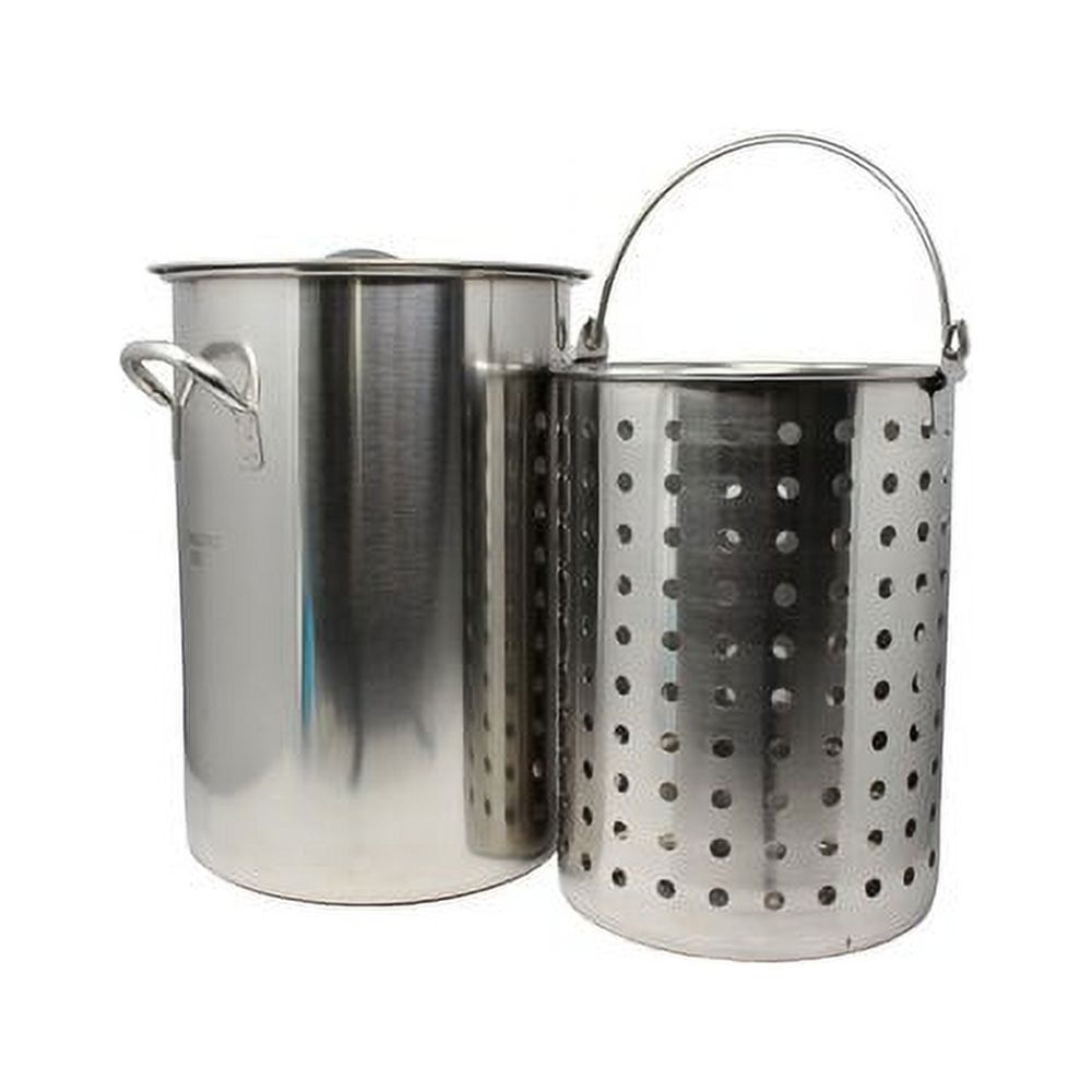 Concord 42 Quart Polished Stainless Steel Stock Pot with Basket