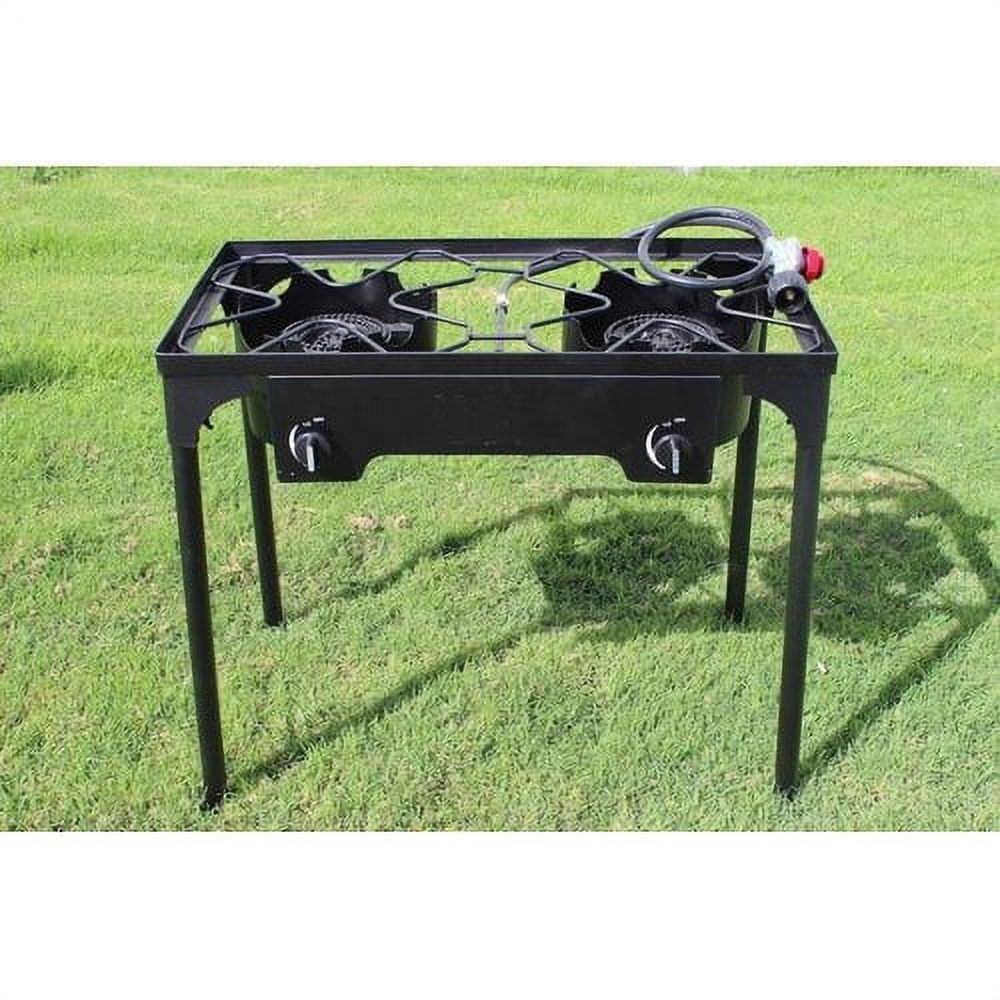 Black Cast Iron 2-Burner Outdoor Gas Stove