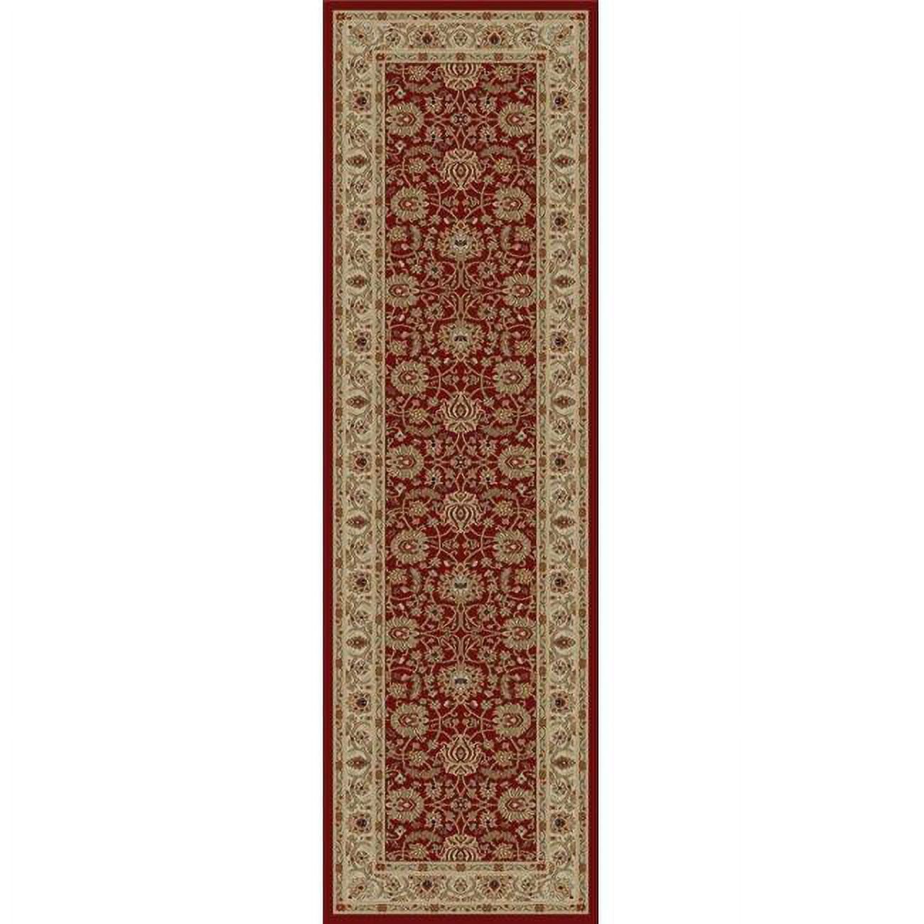 Red Traditional Synthetic Runner Rug - 2'2" x 7'3"