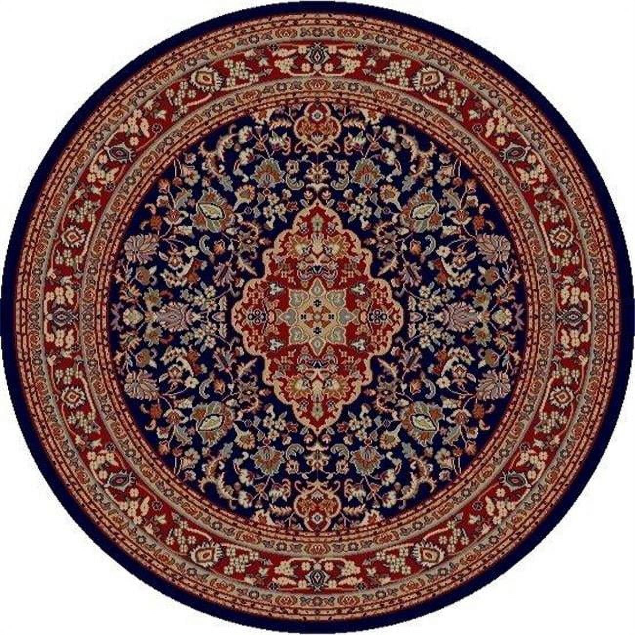 Navy and Red Traditional Synthetic Medium Pile Area Rug