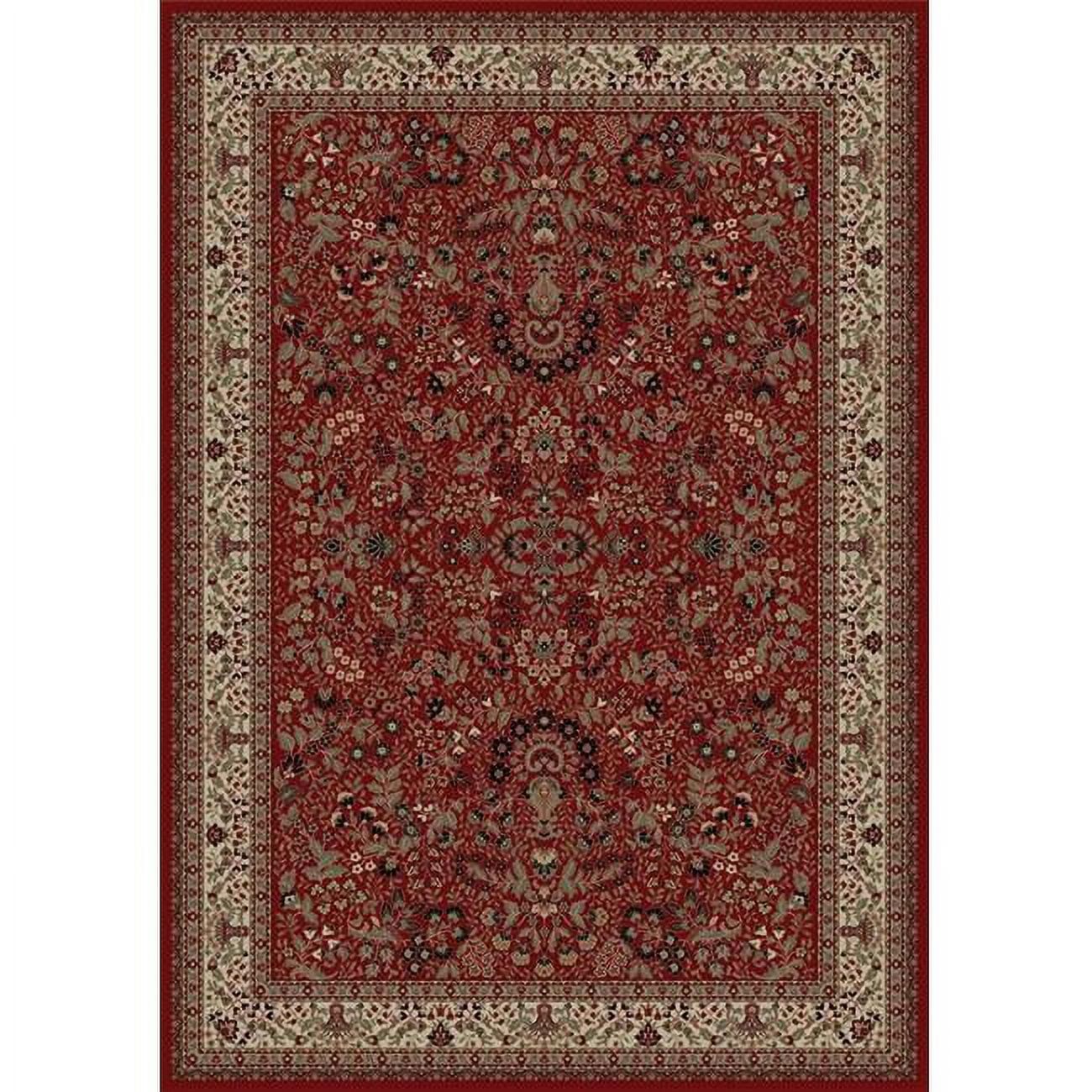 Red Medium Pile Synthetic Oriental Area Rug