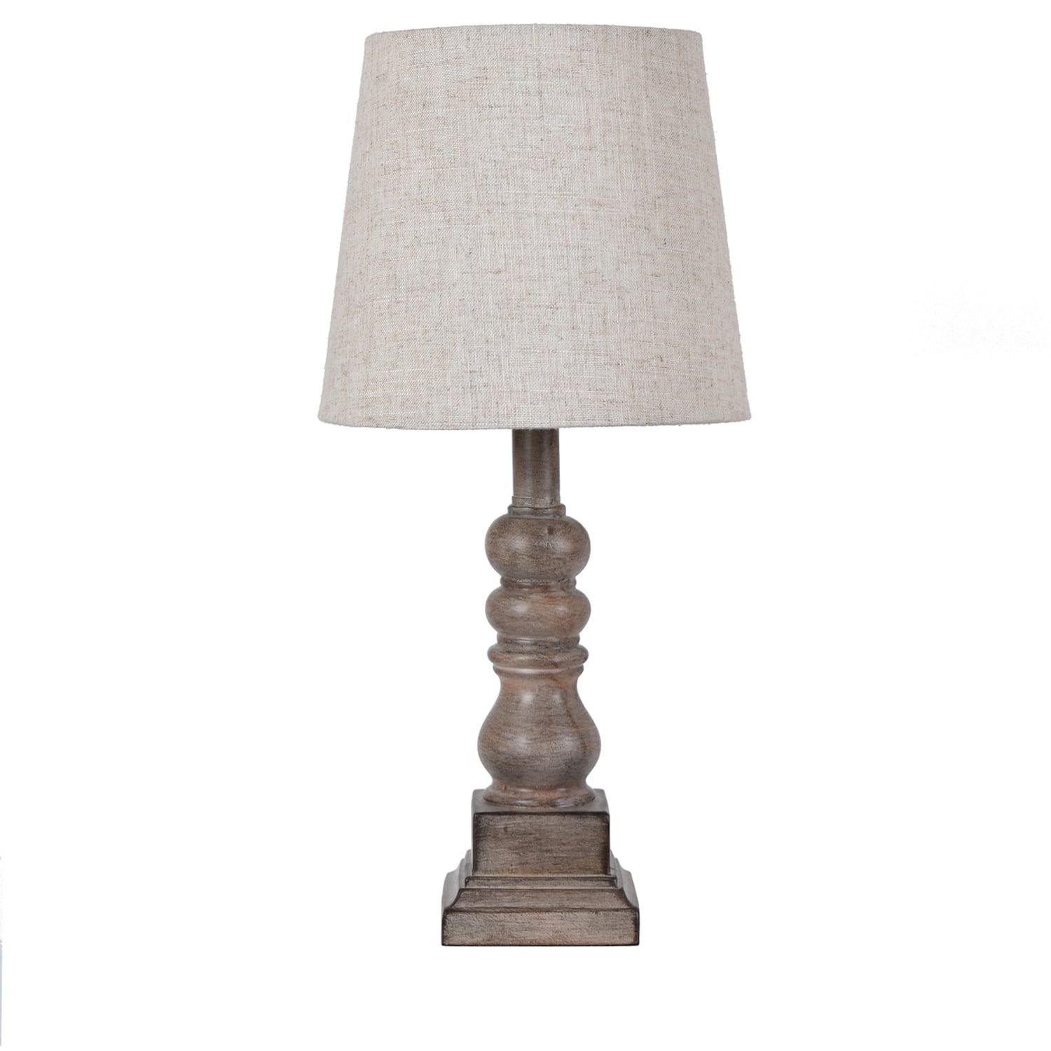 Conrad 18.5" Distressed Brown Resin Table Lamp with Linen Shade