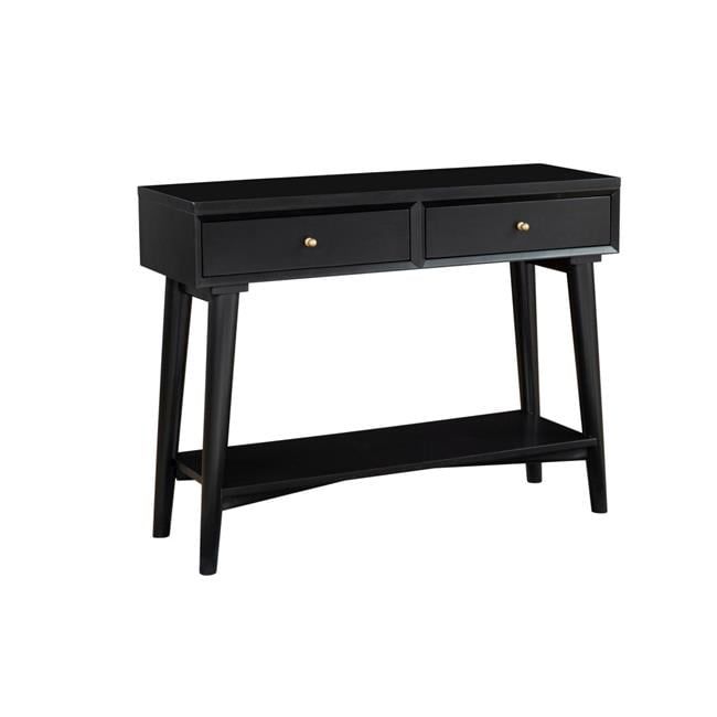 Charismatic Black Mahogany Console Table with Mirrored Storage