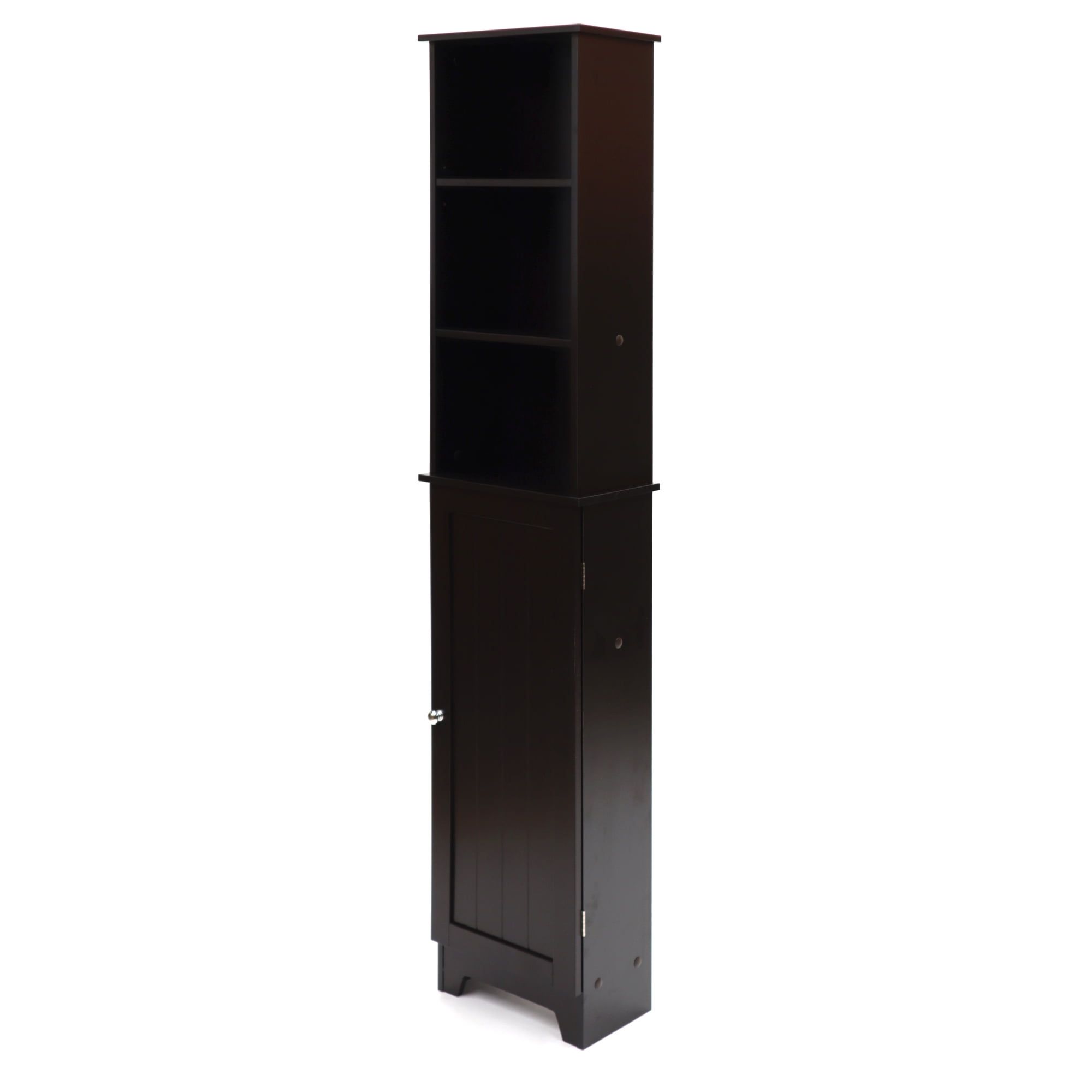 Espresso Contemporary Country Tall Floor Cabinet with Adjustable Shelves