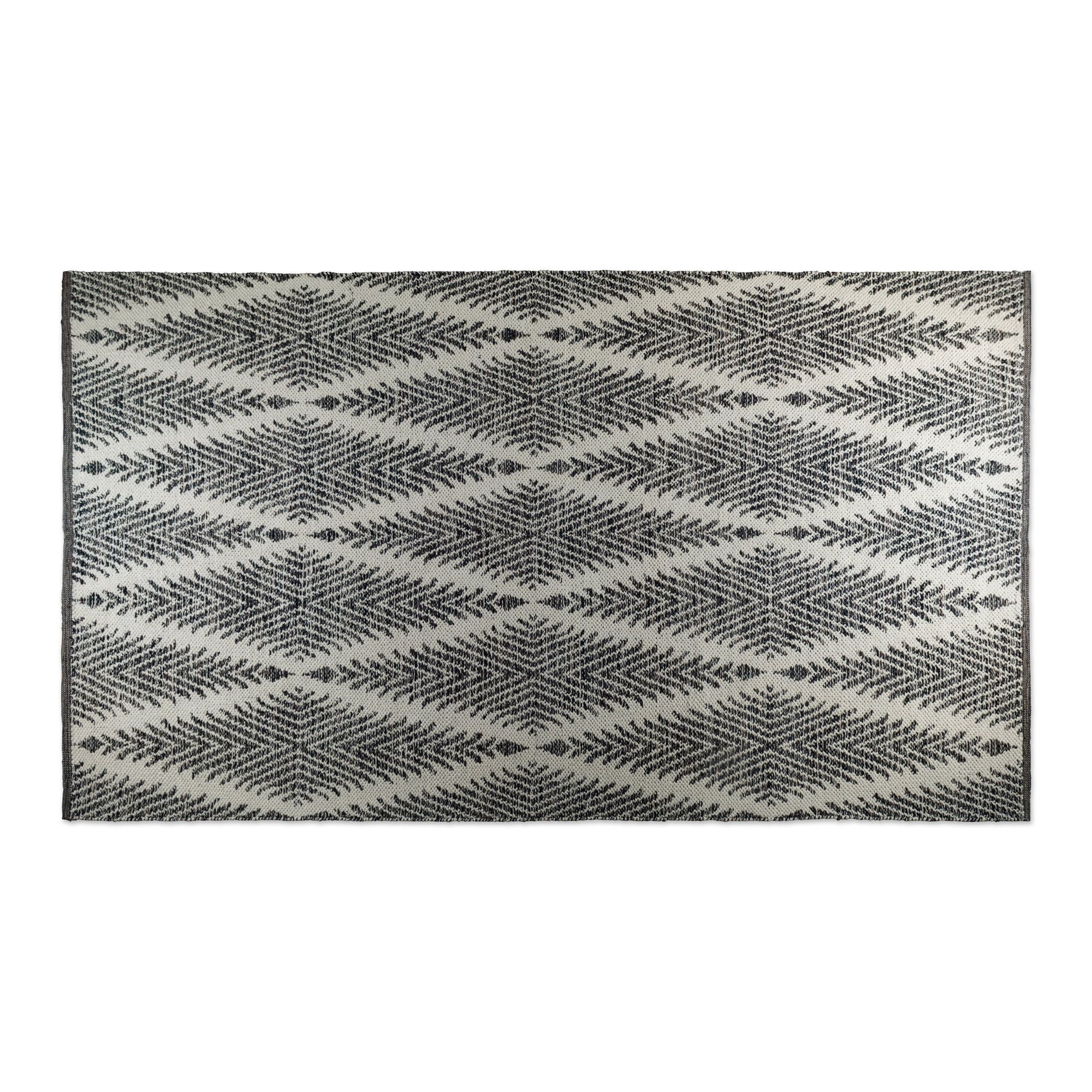 Elegant Diamond Black and Cream 2' x 3' Cotton-Synthetic Reversible Rug