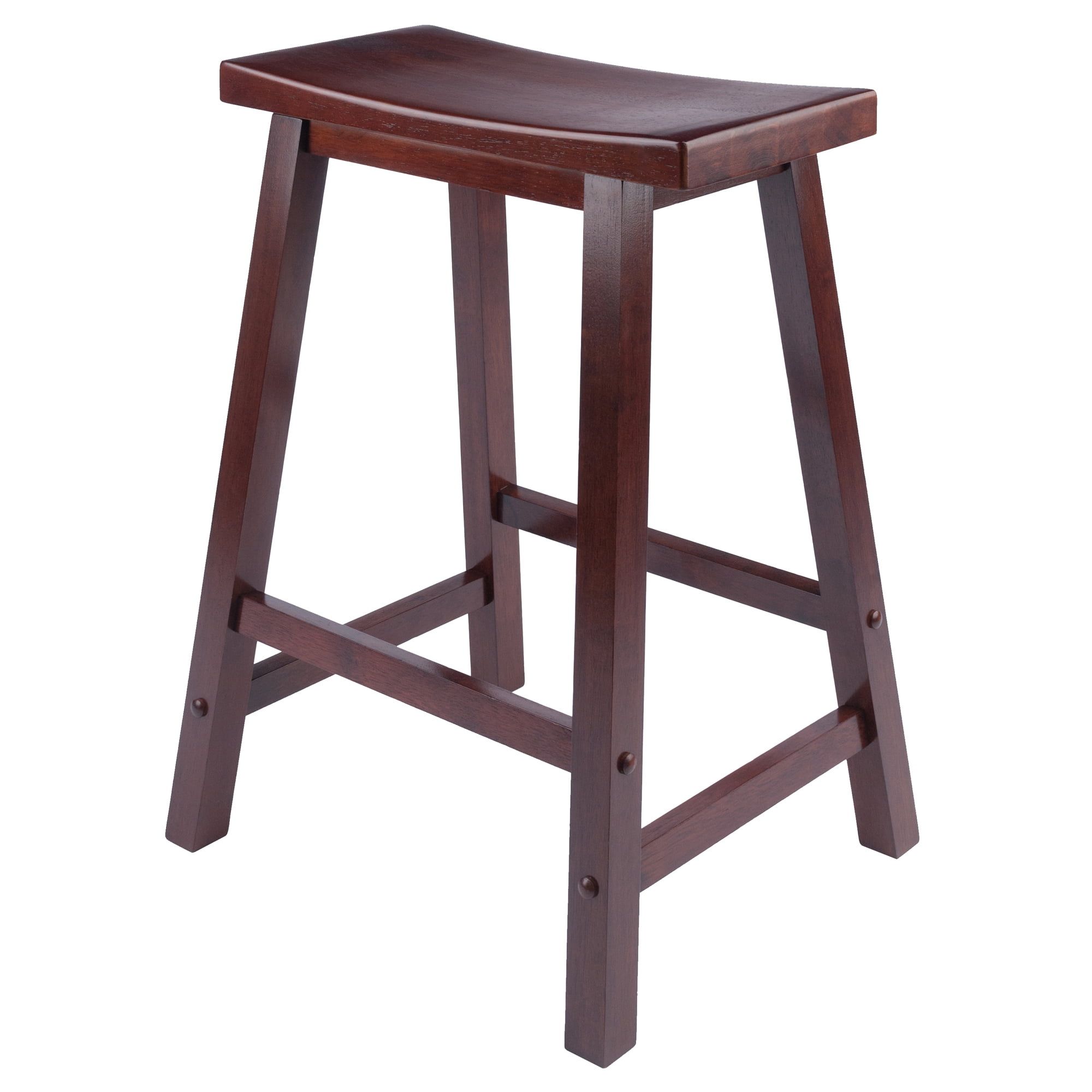 Elegant Antique Walnut 24" Saddle Seat Bar Stool