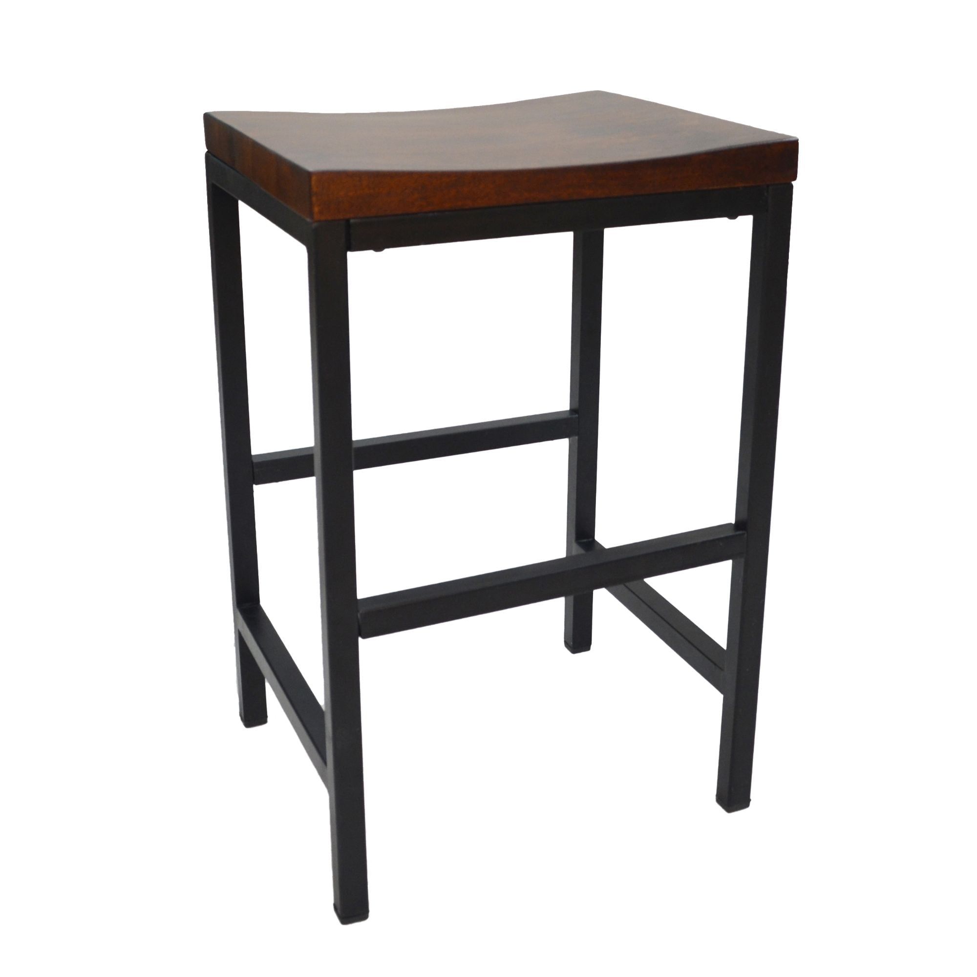 Rustic Chestnut and Black 24" Saddle Counter Stool