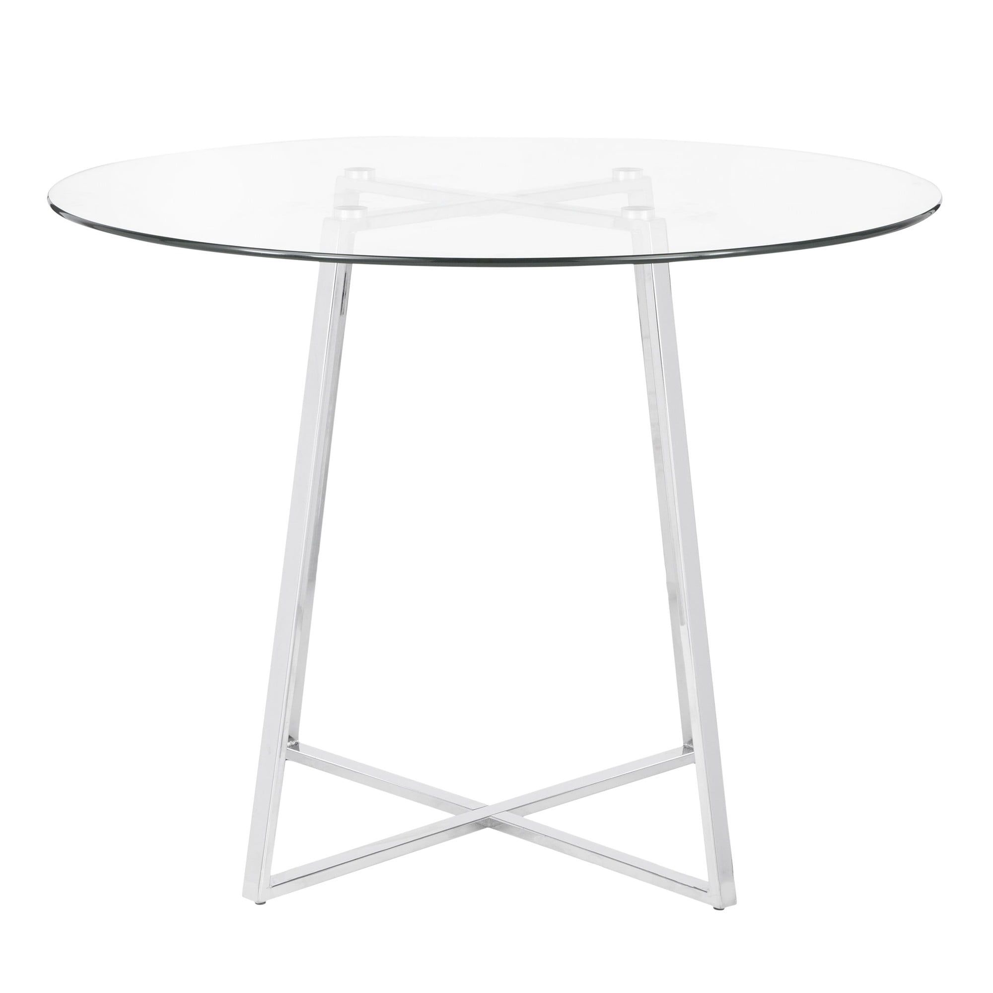 Elegant 39.5" Chrome and Glass Round Dining Table for Four