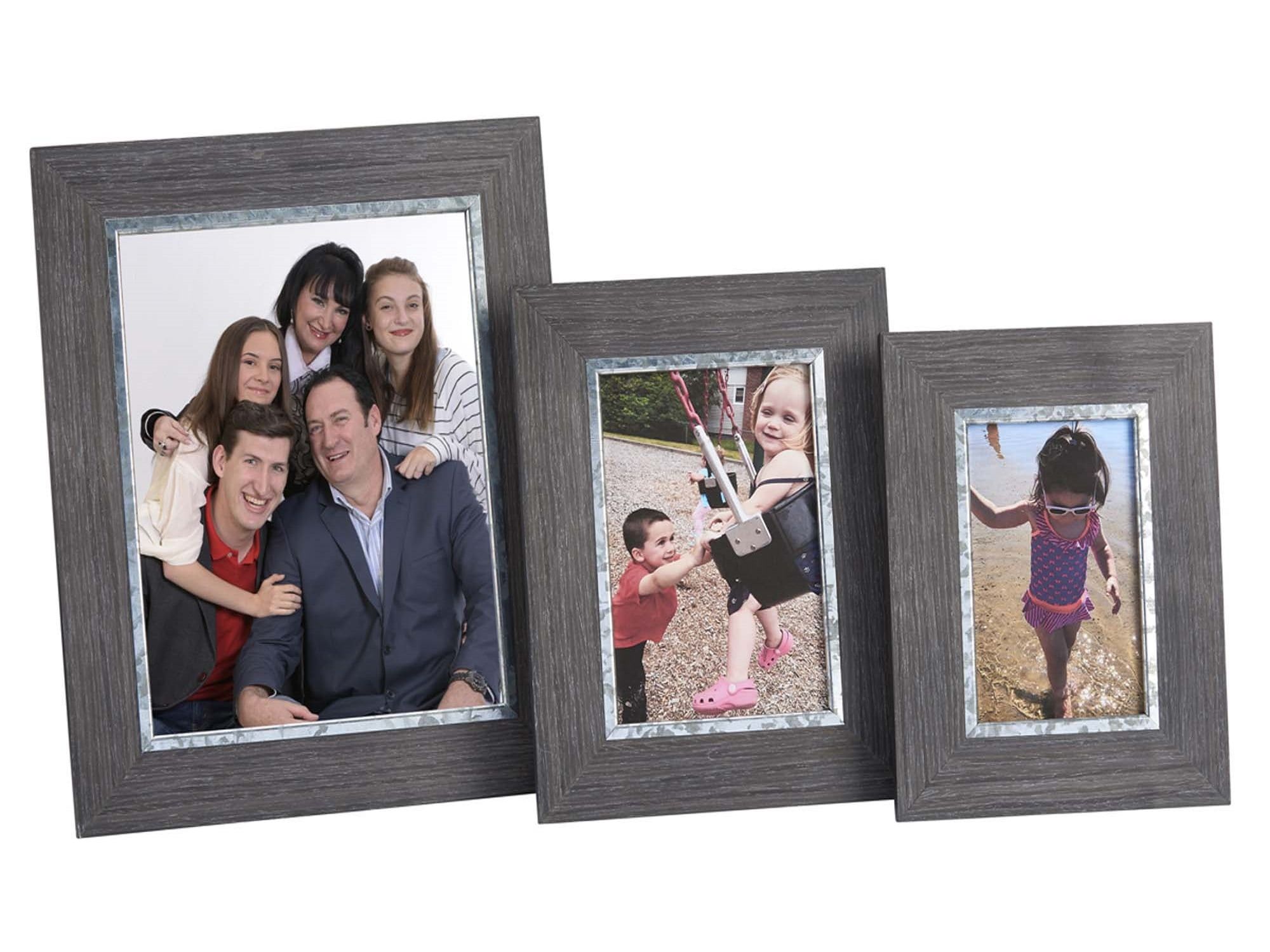 Elegant Weathered Wood 4" x 6" Photo Frame with Galvanized Steel Border