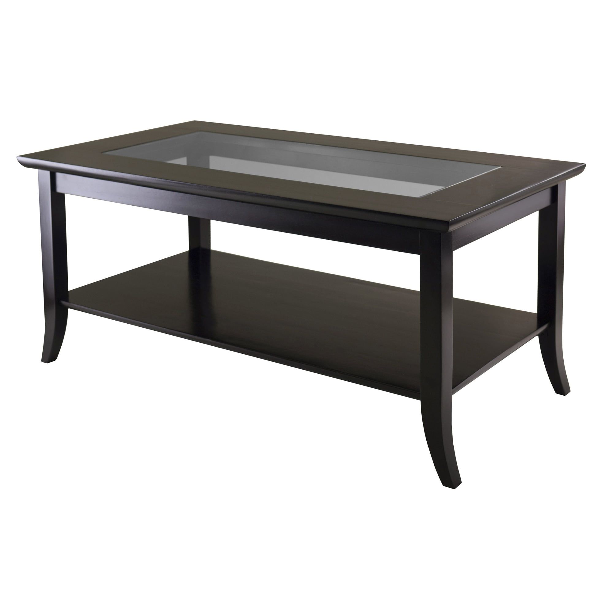 Elegant Genoa 40" Espresso Wood & Glass Rectangular Coffee Table