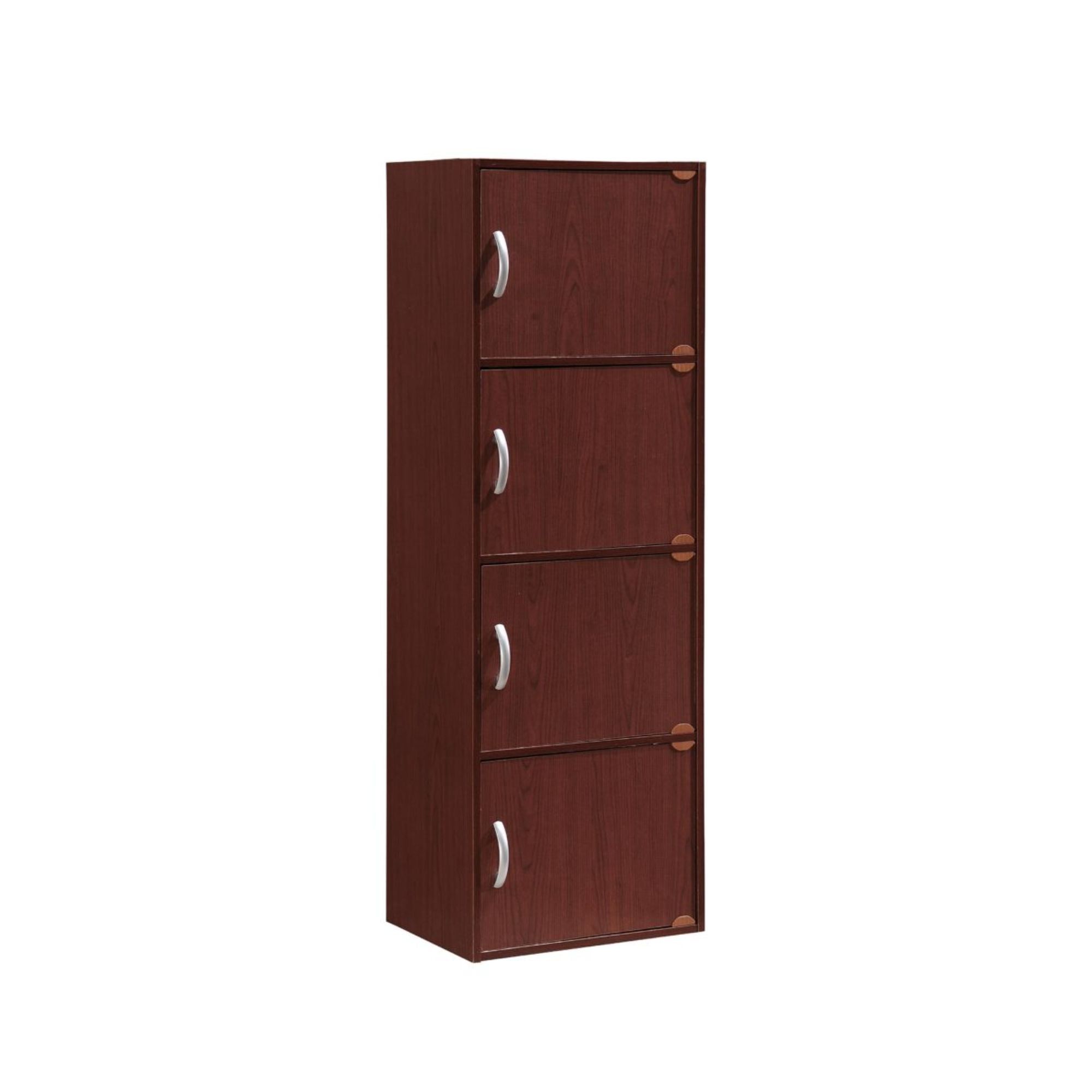 Mahogany Brown Slim Multi-Purpose Bookcase with Doors 47.25"