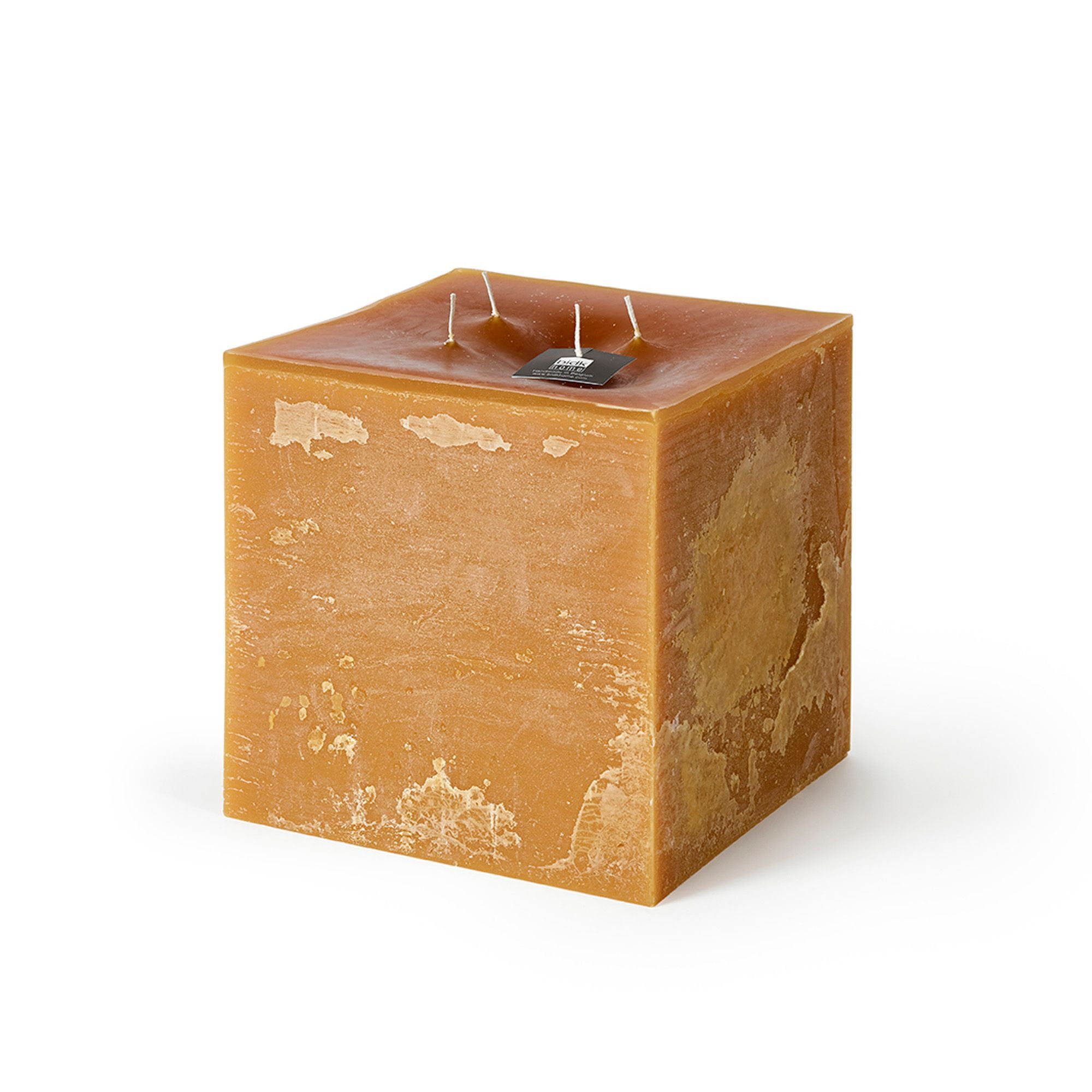 7.75" Yellow Square 4-Wick Pillar Candle