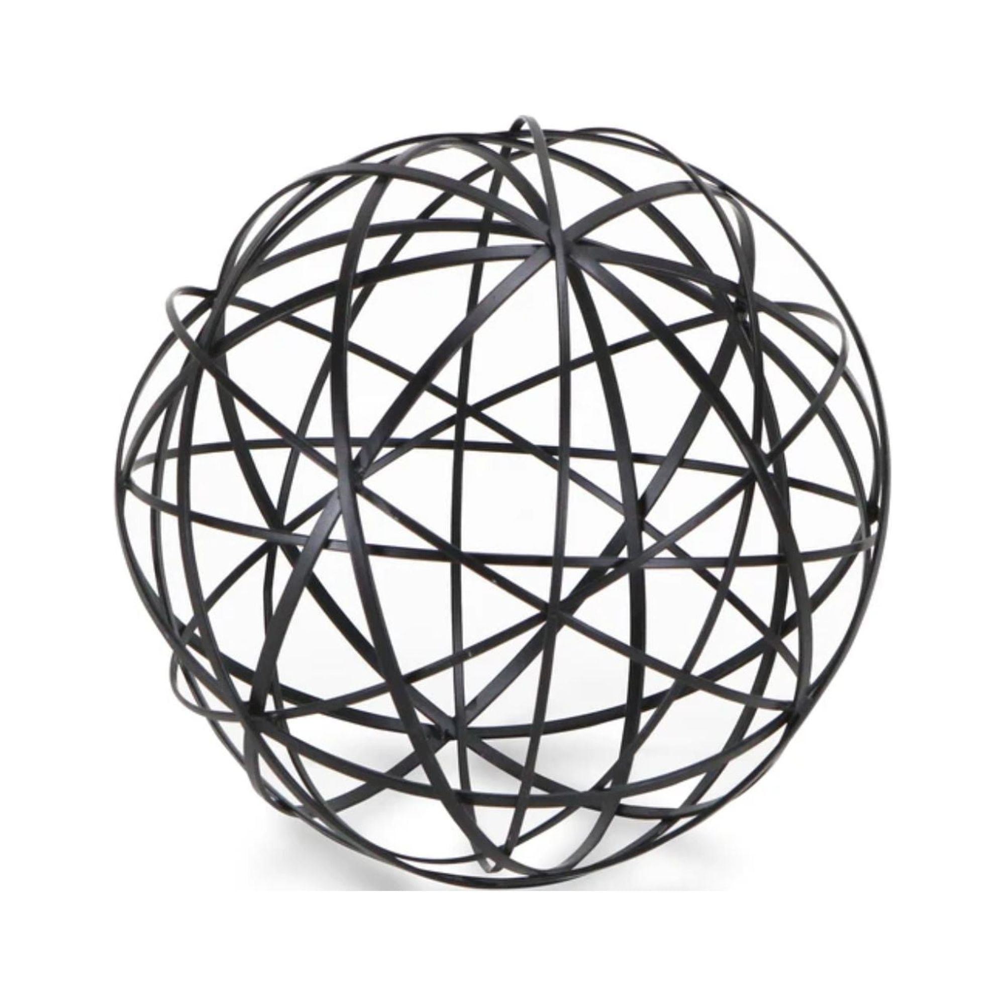 8" Black Handcrafted Metal Wire Decorative Ball Sculpture