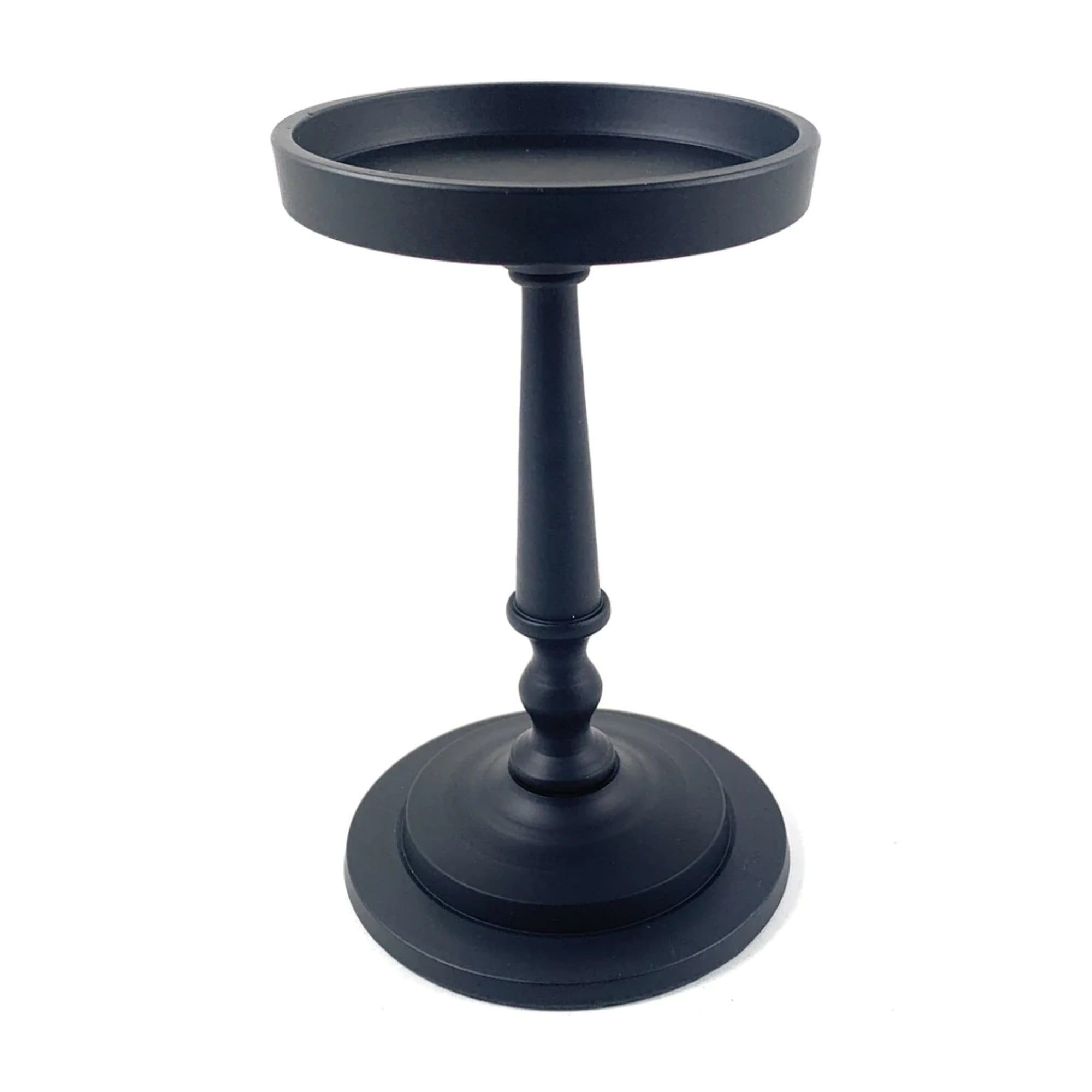 Elegant 8" Black Stainless Steel Pillar Candle Holder