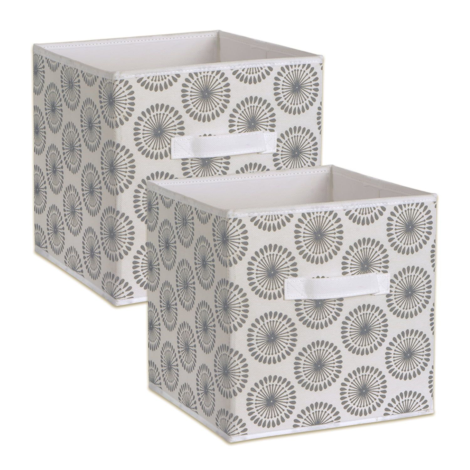 Foldable Gray Fabric Cube Storage Bin for Kids - Set of 2