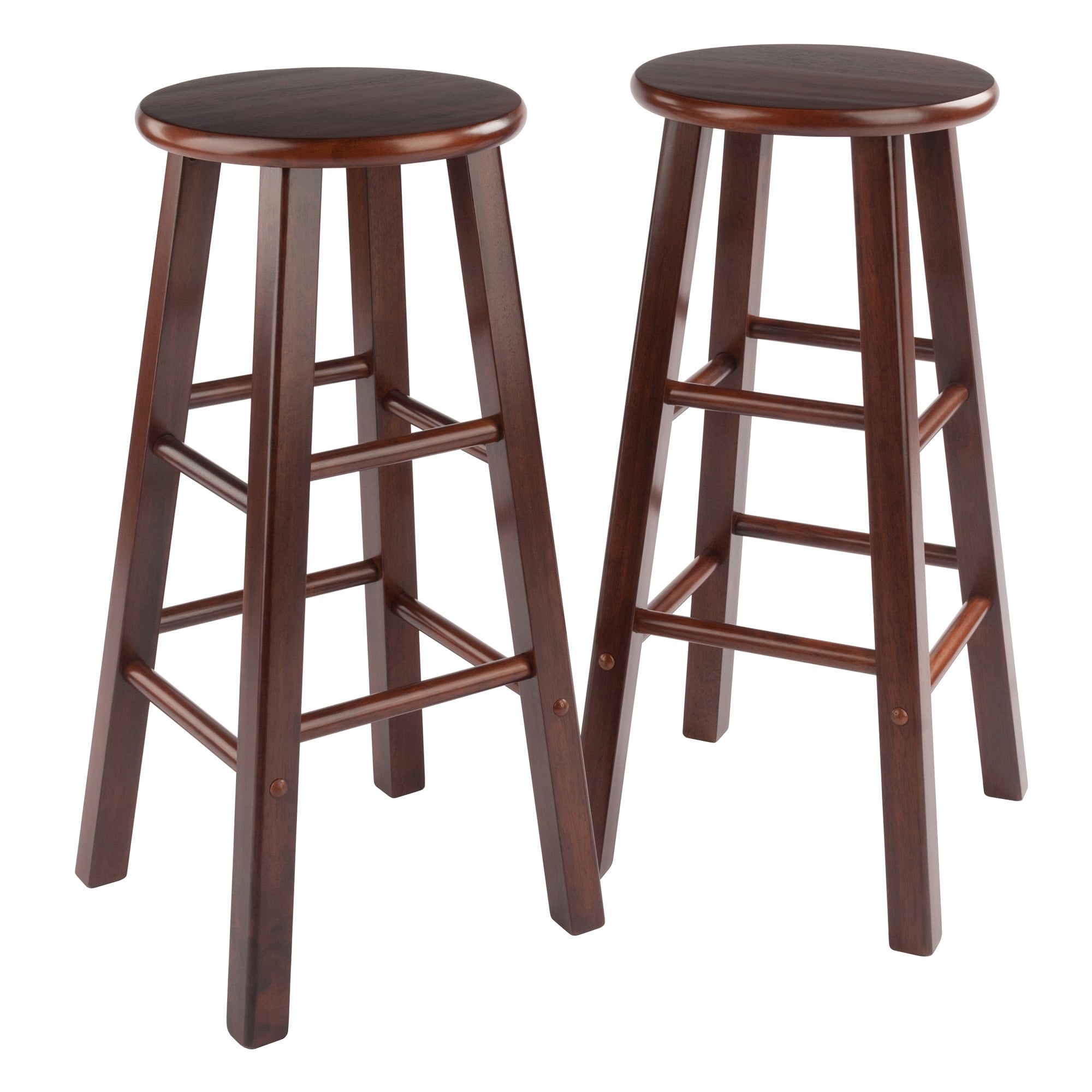 Walnut Brown Solid Wood 29" Bar Stools Set of 2