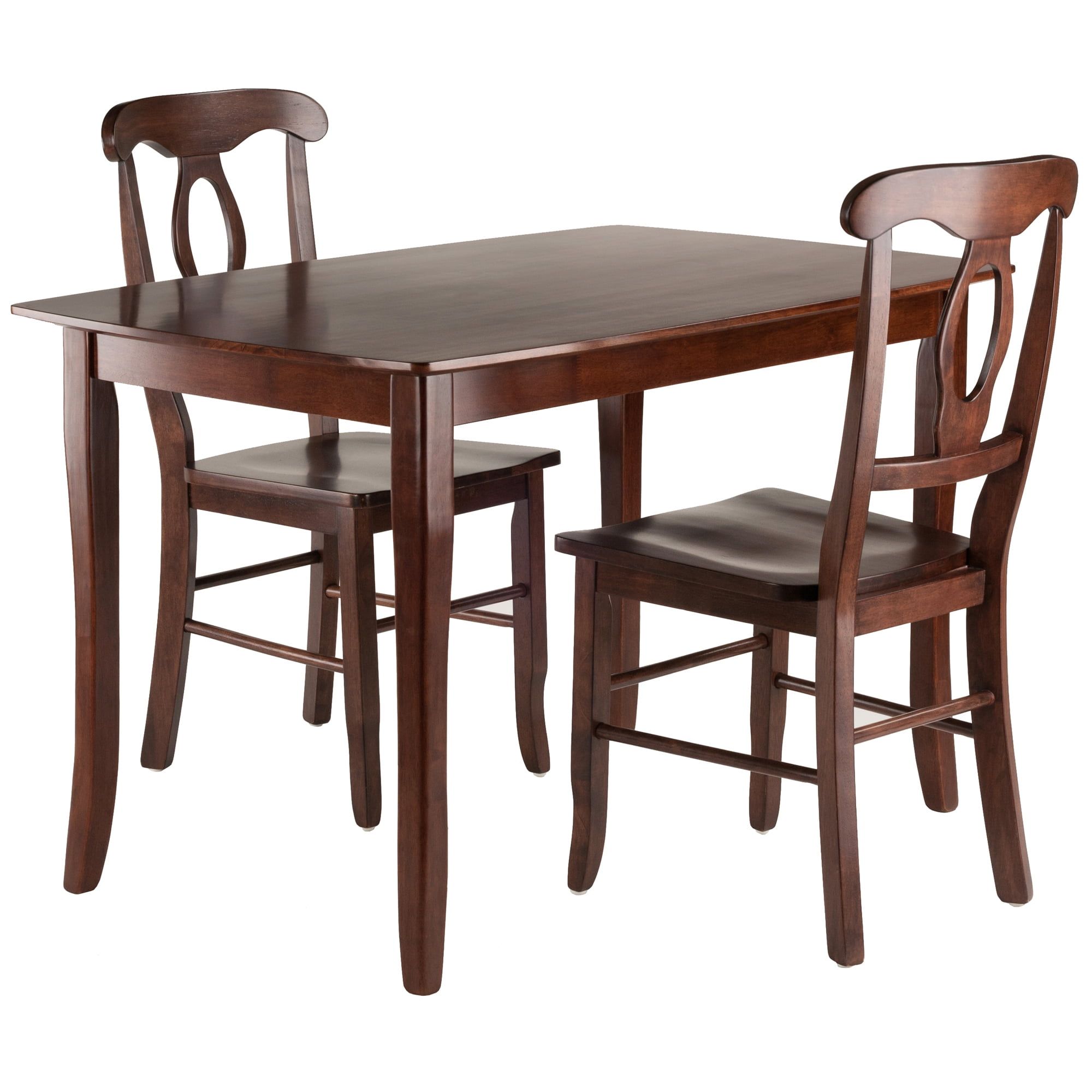 Rich Walnut Rectangular Dining Table with Keyhole Back Chairs