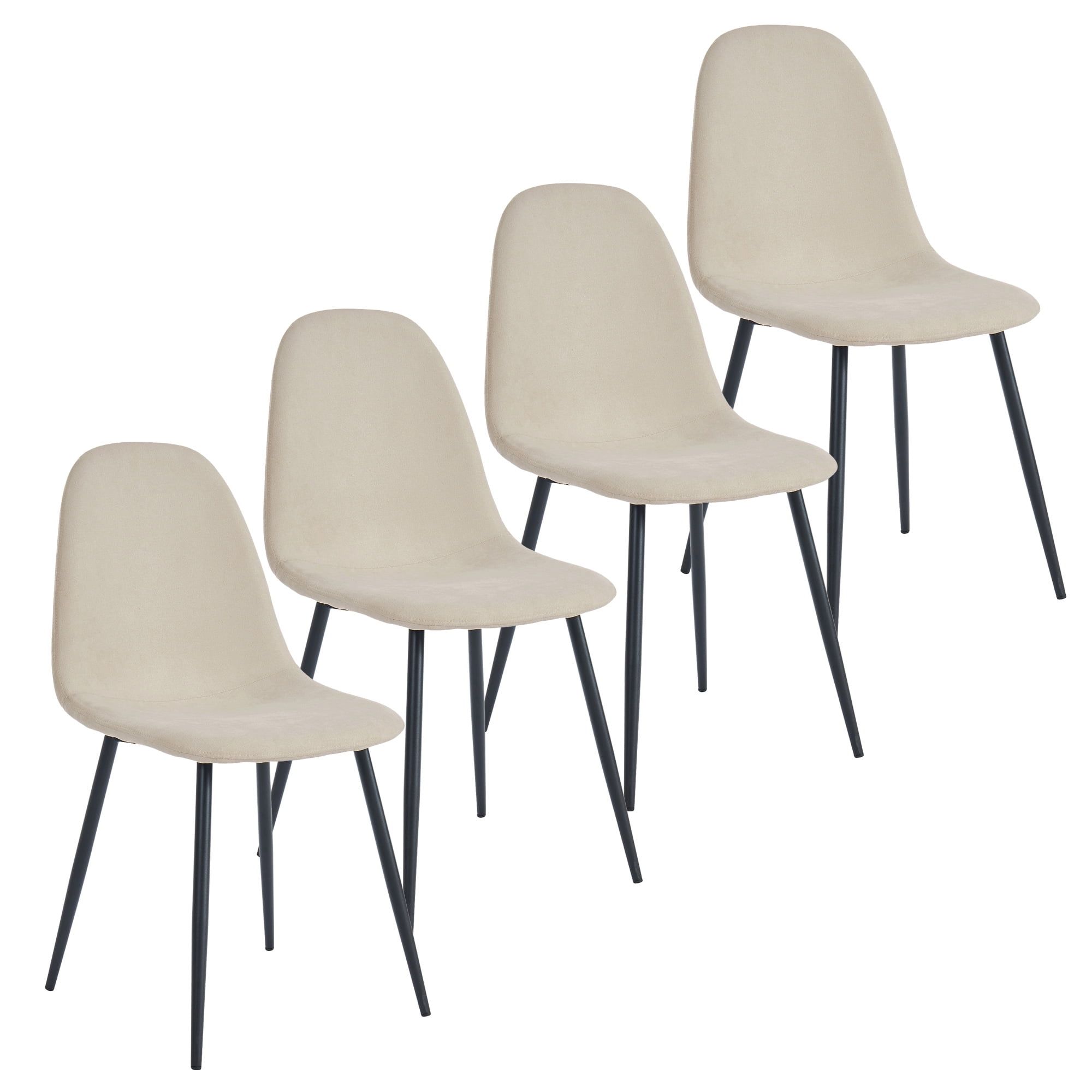 Mid-Century Modern Black Upholstered Metal Side Chair Set