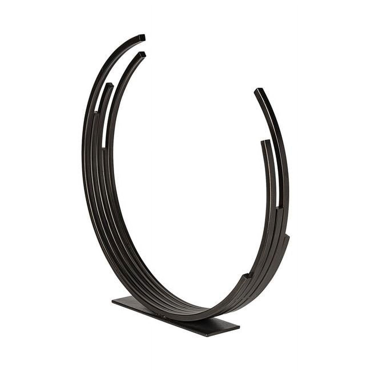 Matte Black Metal Incomplete Circular Sculpture