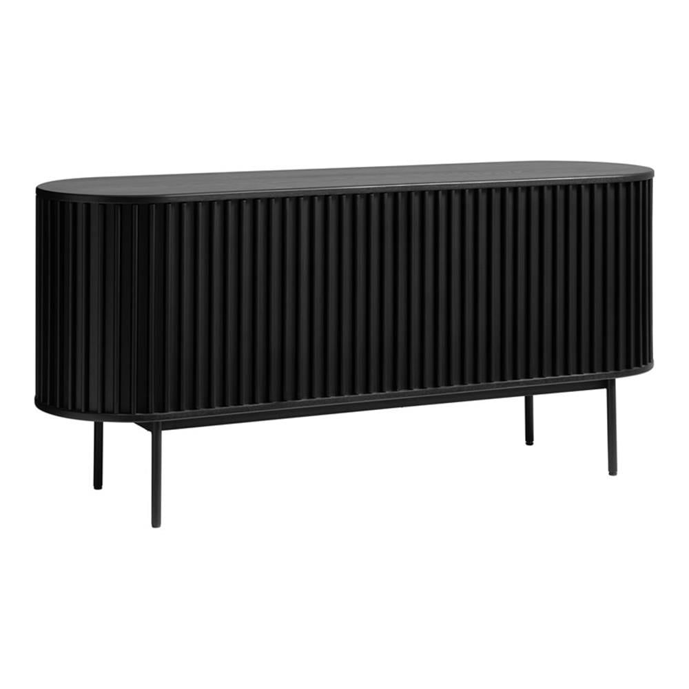 Black Oak Mid-Century Modern Sliding Door Sideboard