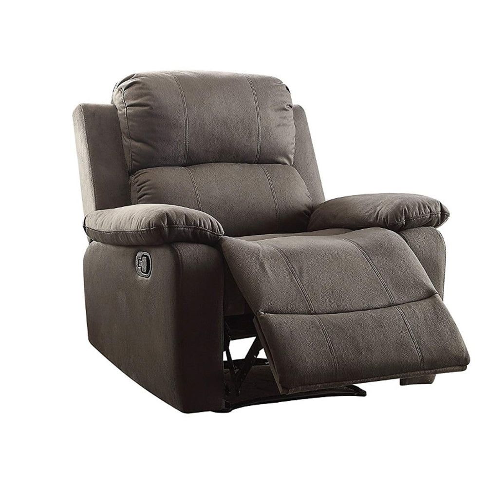 Charcoal Gray Microfiber Recliner with Cushioned Armrests