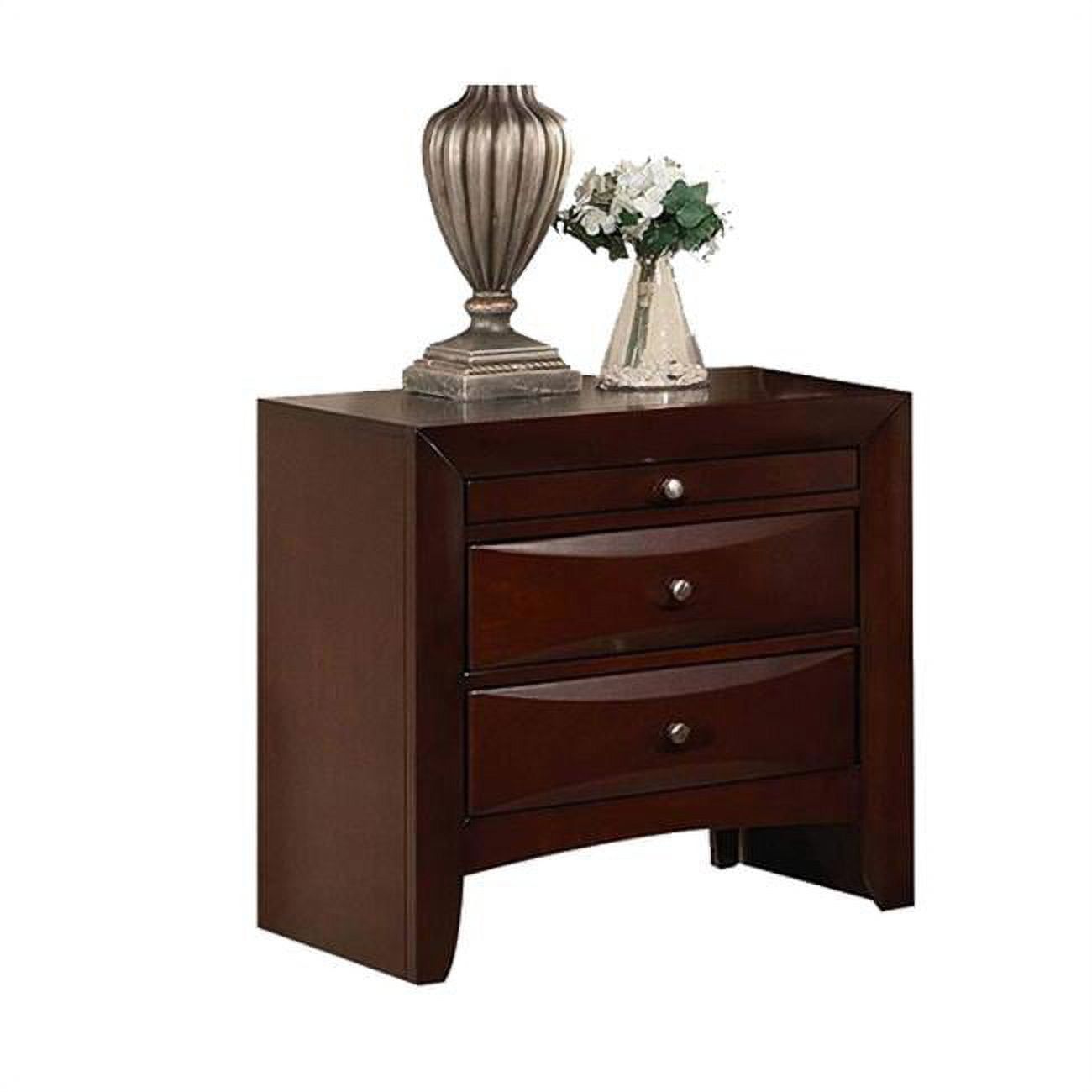 Rustic Ranch Brown Wooden Nightstand with Metal Knobs, 3 Drawer